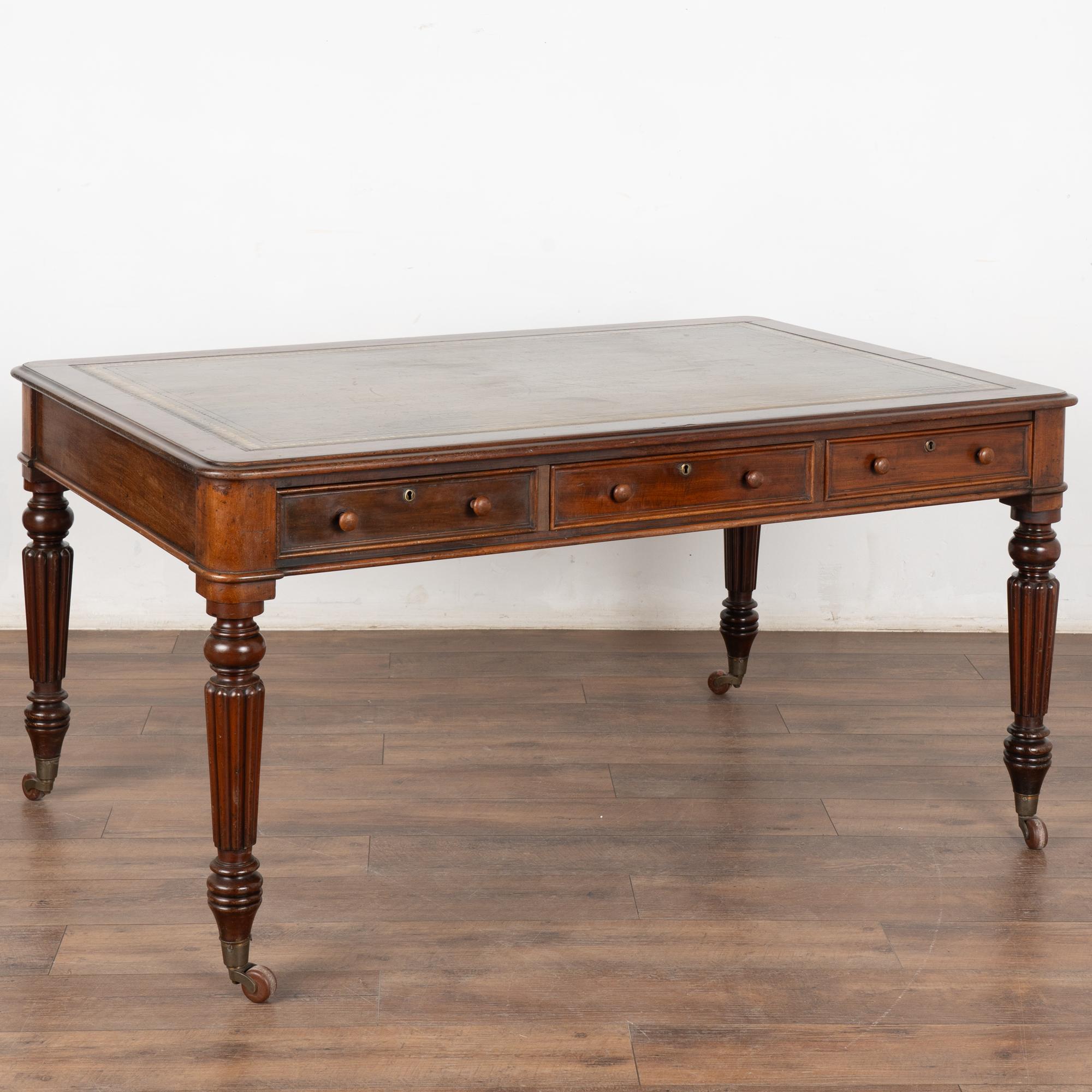 19th Century English Mahogany Partners Desk 8