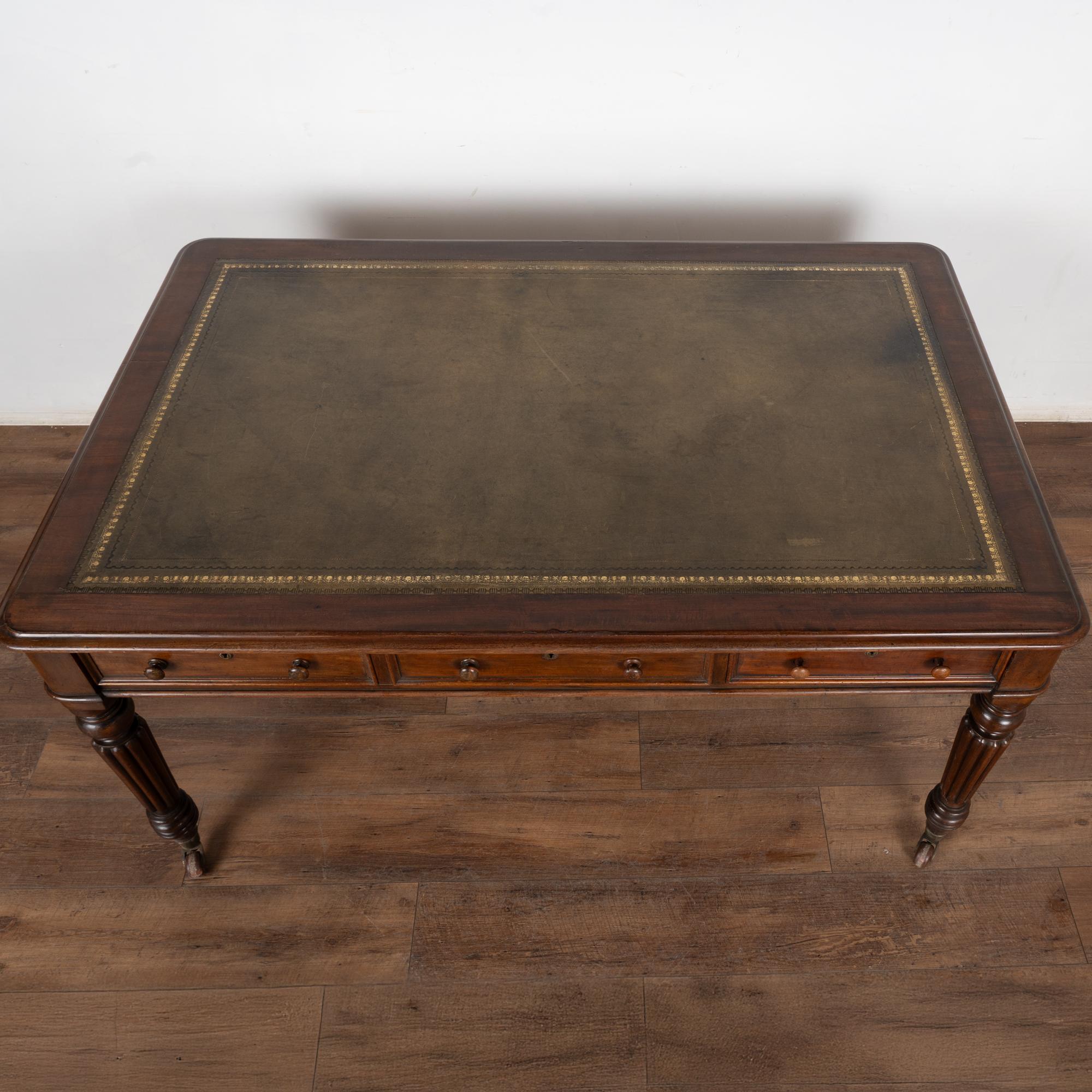 Leather 19th Century English Mahogany Partners Desk
