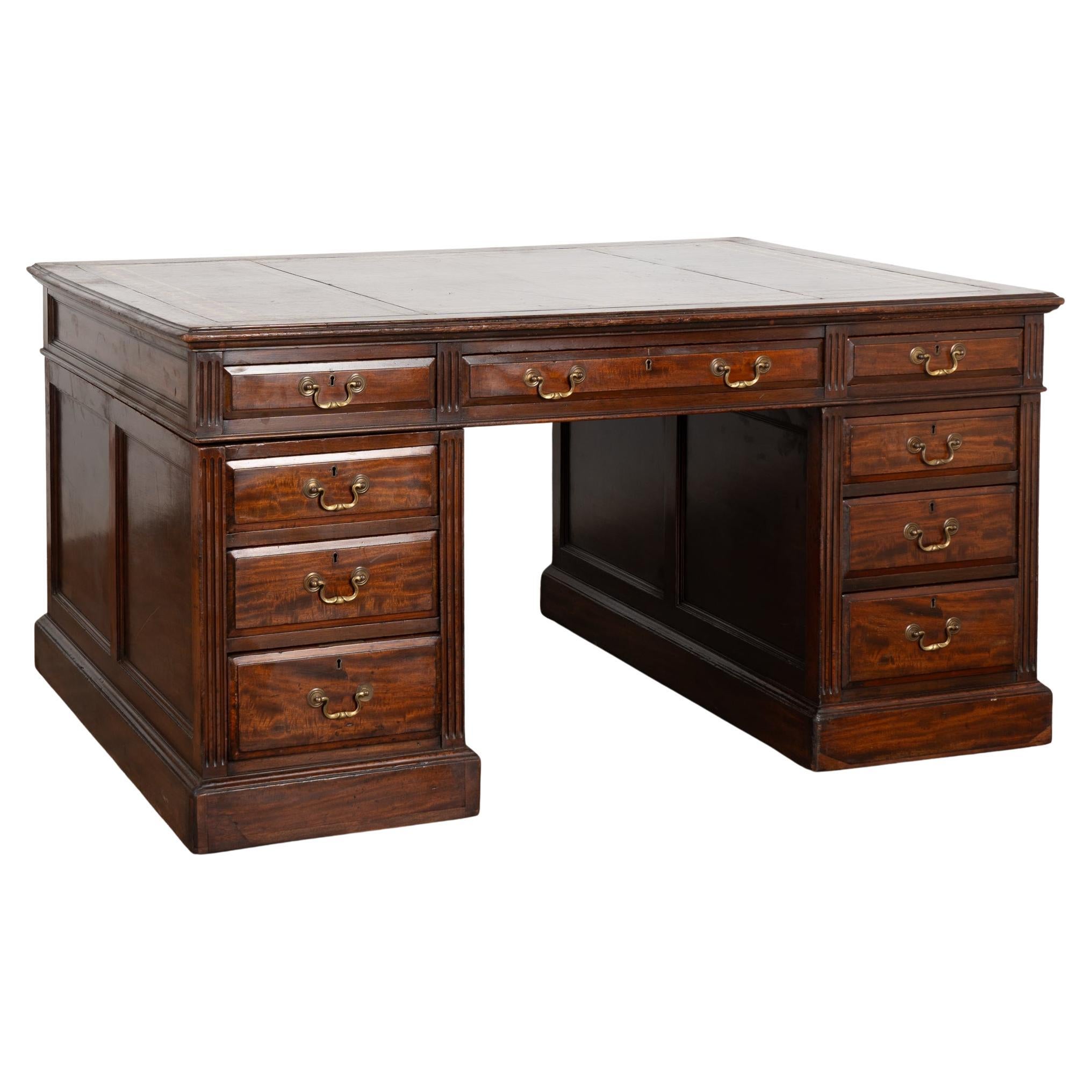 19th Century English Mahogany Partners Desk