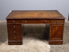 19th Century English Mahogany Partner’s Desk with Tooled Leather Top
