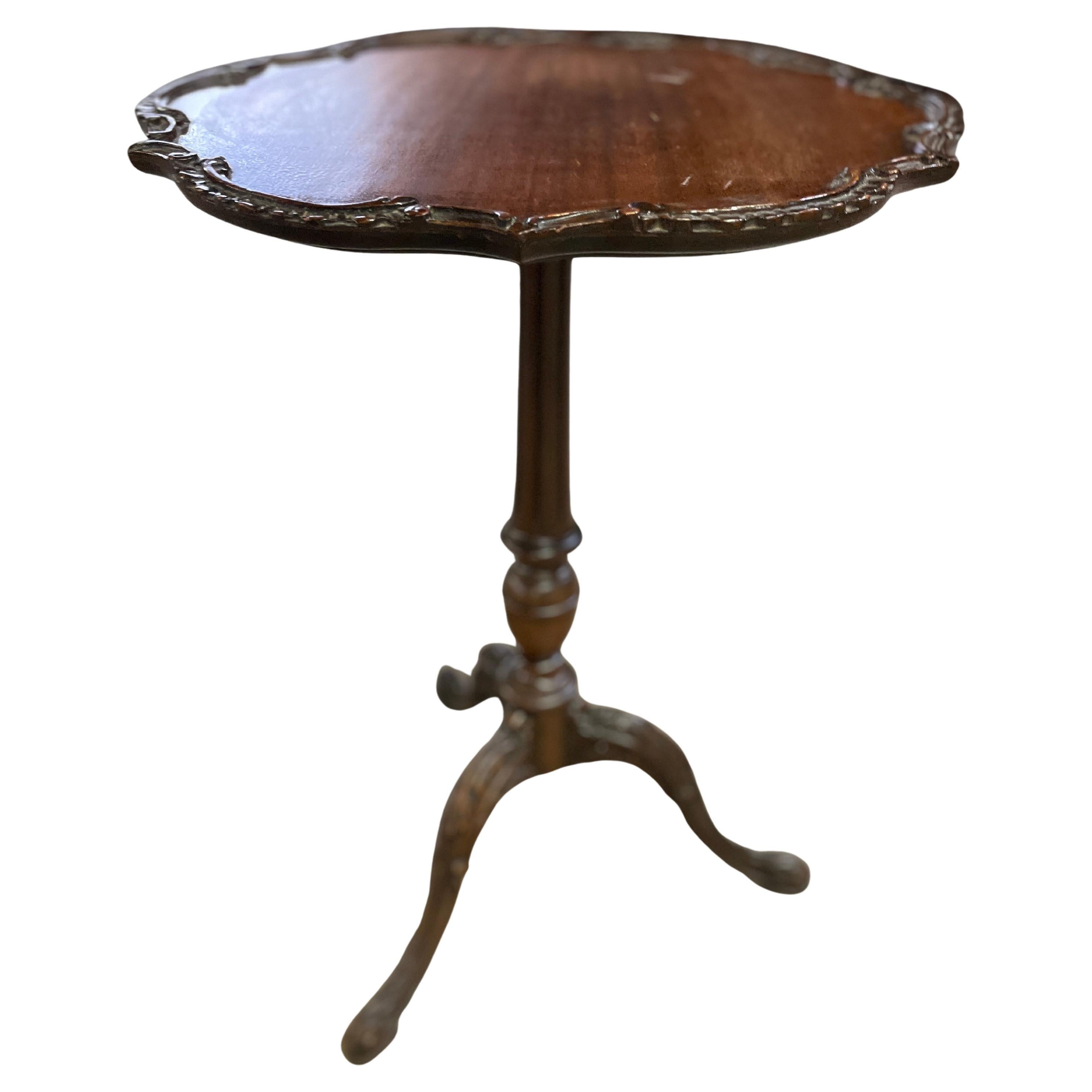 19th Century English Mahogany Pie Crust Table
Unique piece purchased in France. 
Age appropriate wear, see detailed photos or message us with questions. 