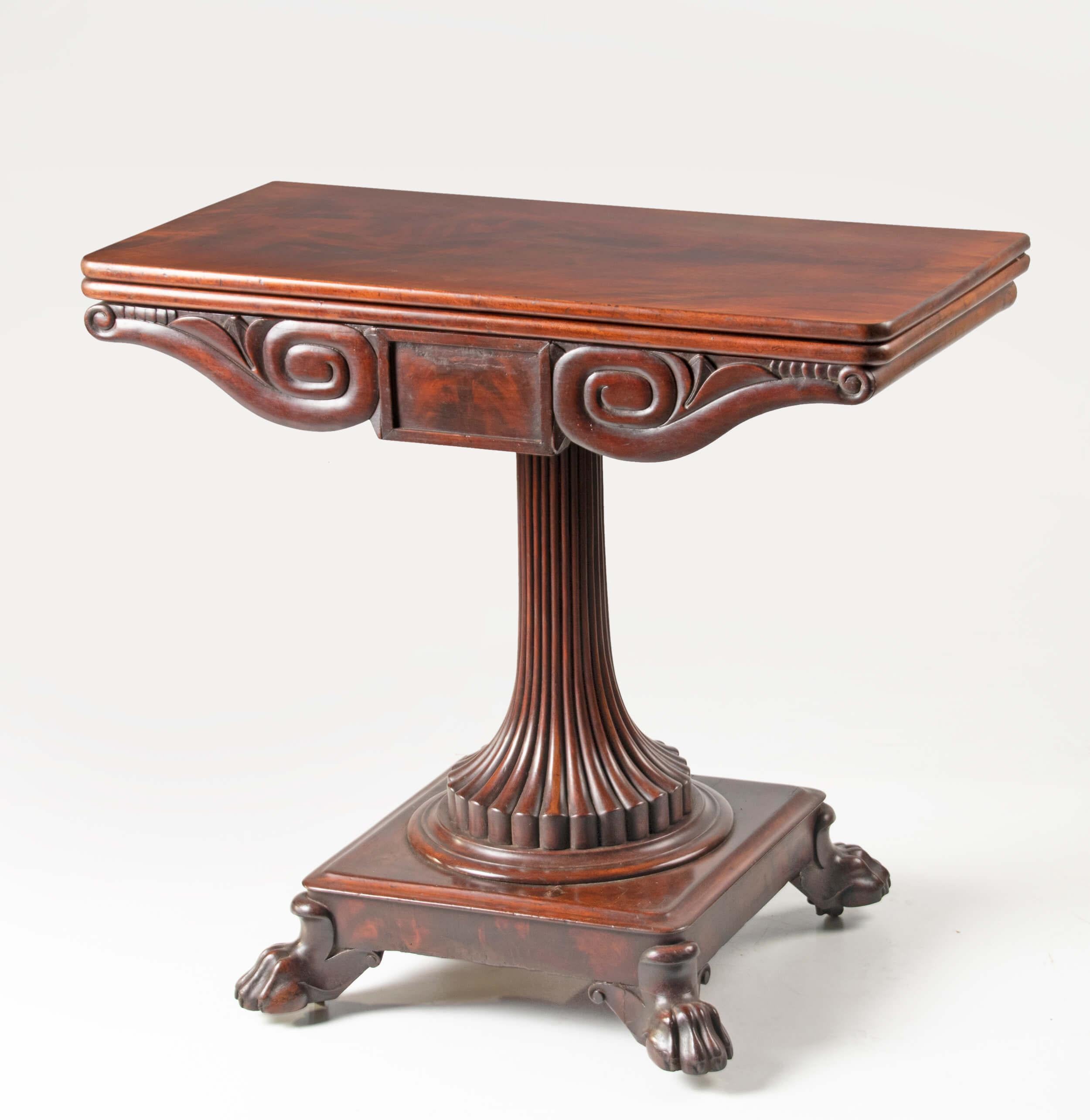 19th Century English Mahogany Regency Flip Top Game Table and Side Table For Sale 4