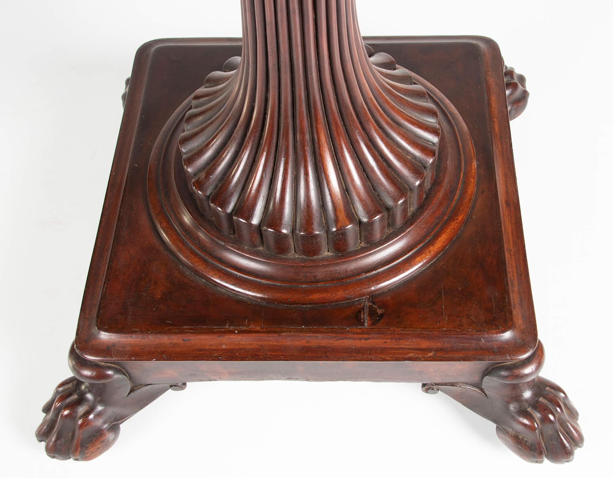 19th Century English Mahogany Regency Flip Top Game Table and Side Table For Sale 6