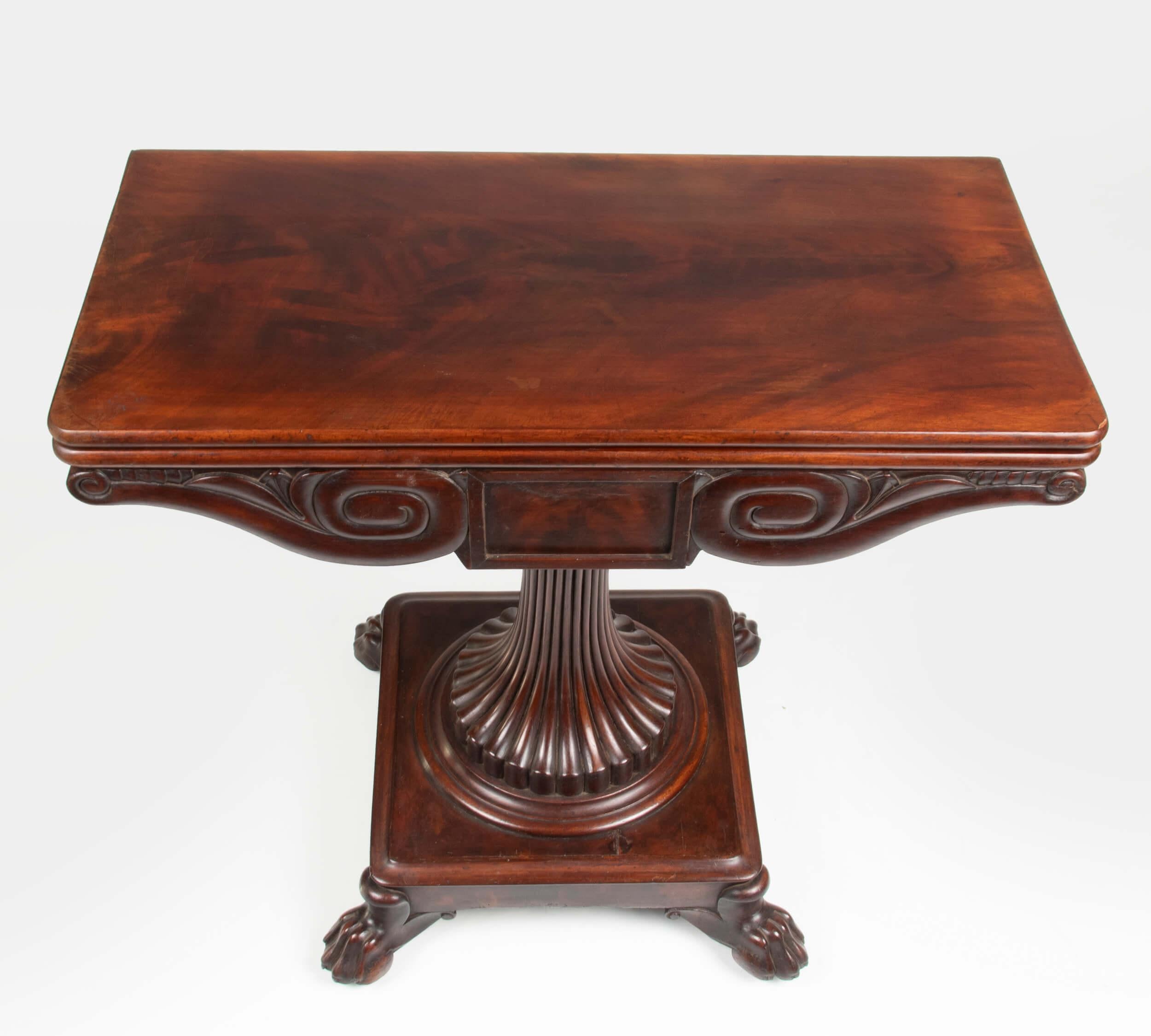 19th Century English Mahogany Regency Flip Top Game Table and Side Table For Sale 7