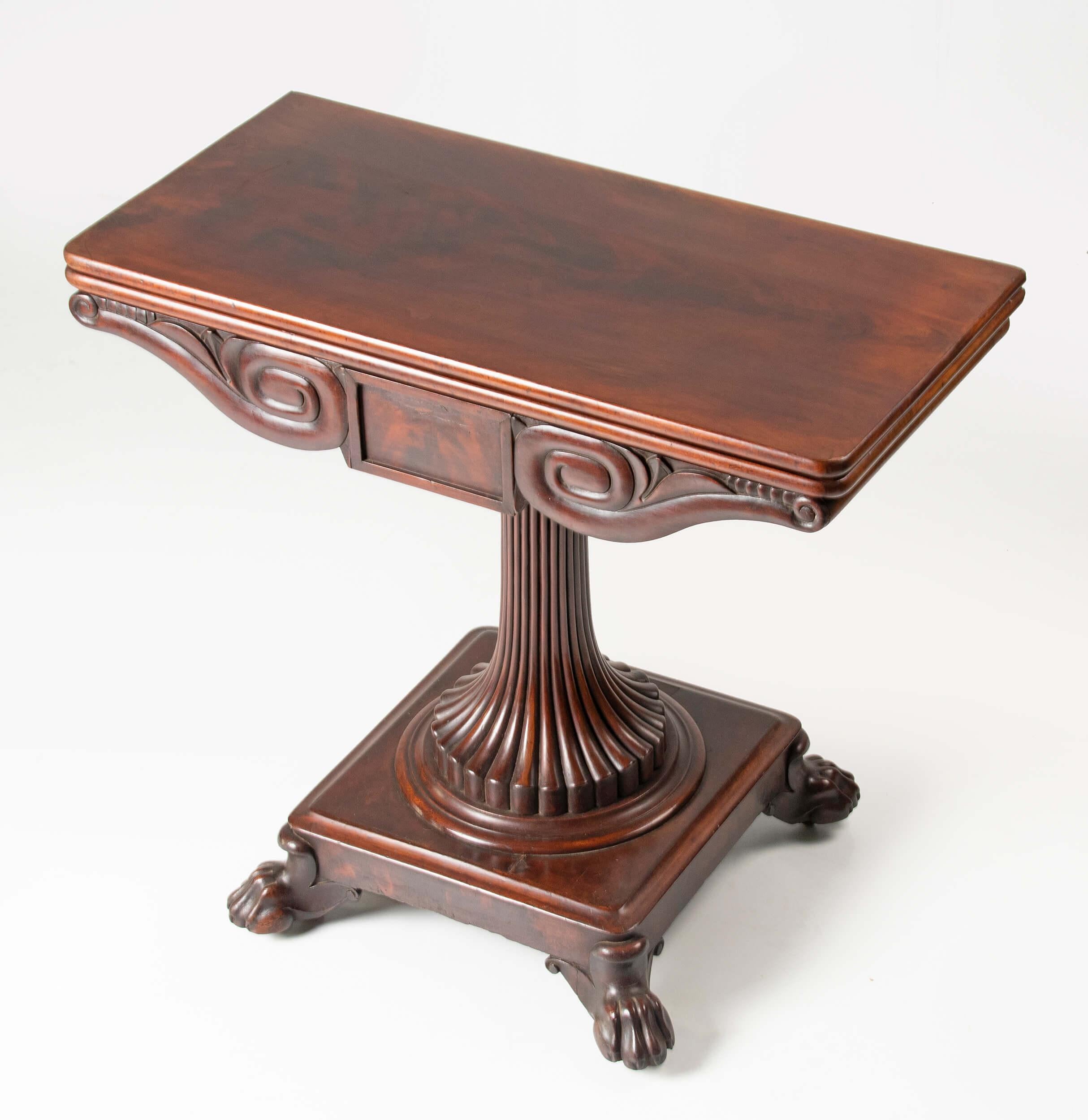 Regency Revival 19th Century English Mahogany Regency Flip Top Game Table and Side Table For Sale