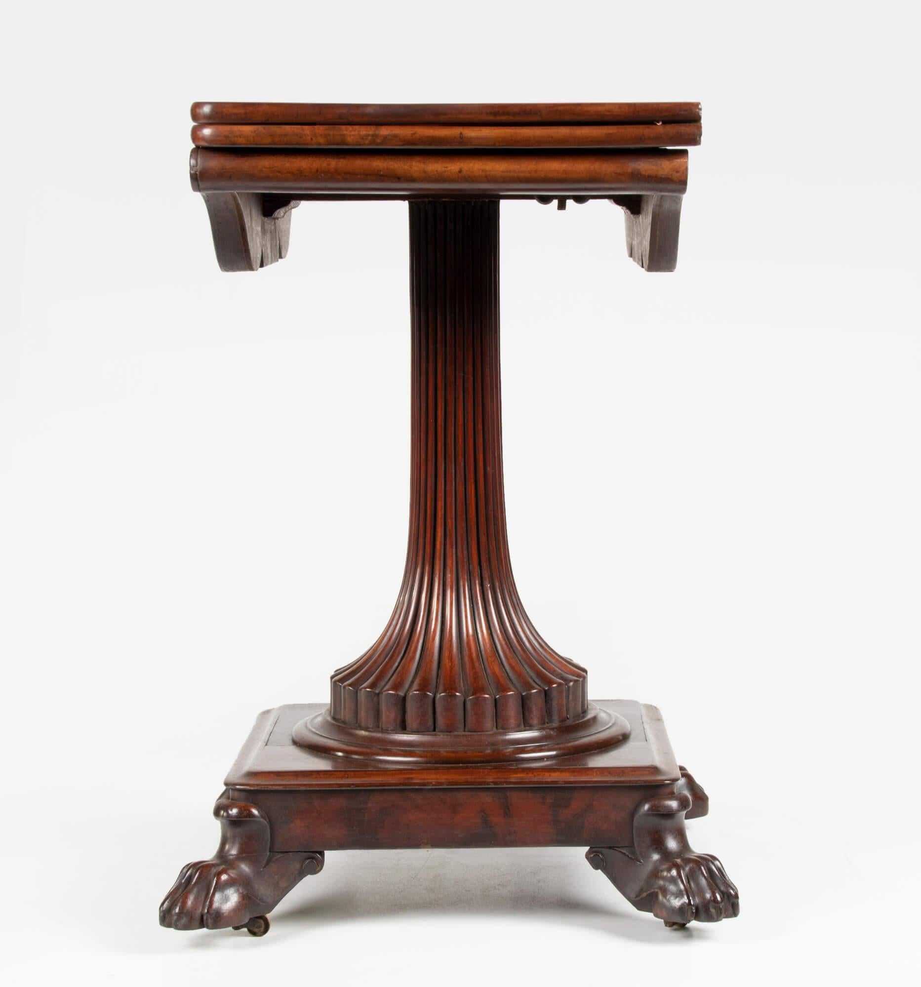Hand-Crafted 19th Century English Mahogany Regency Flip Top Game Table and Side Table For Sale