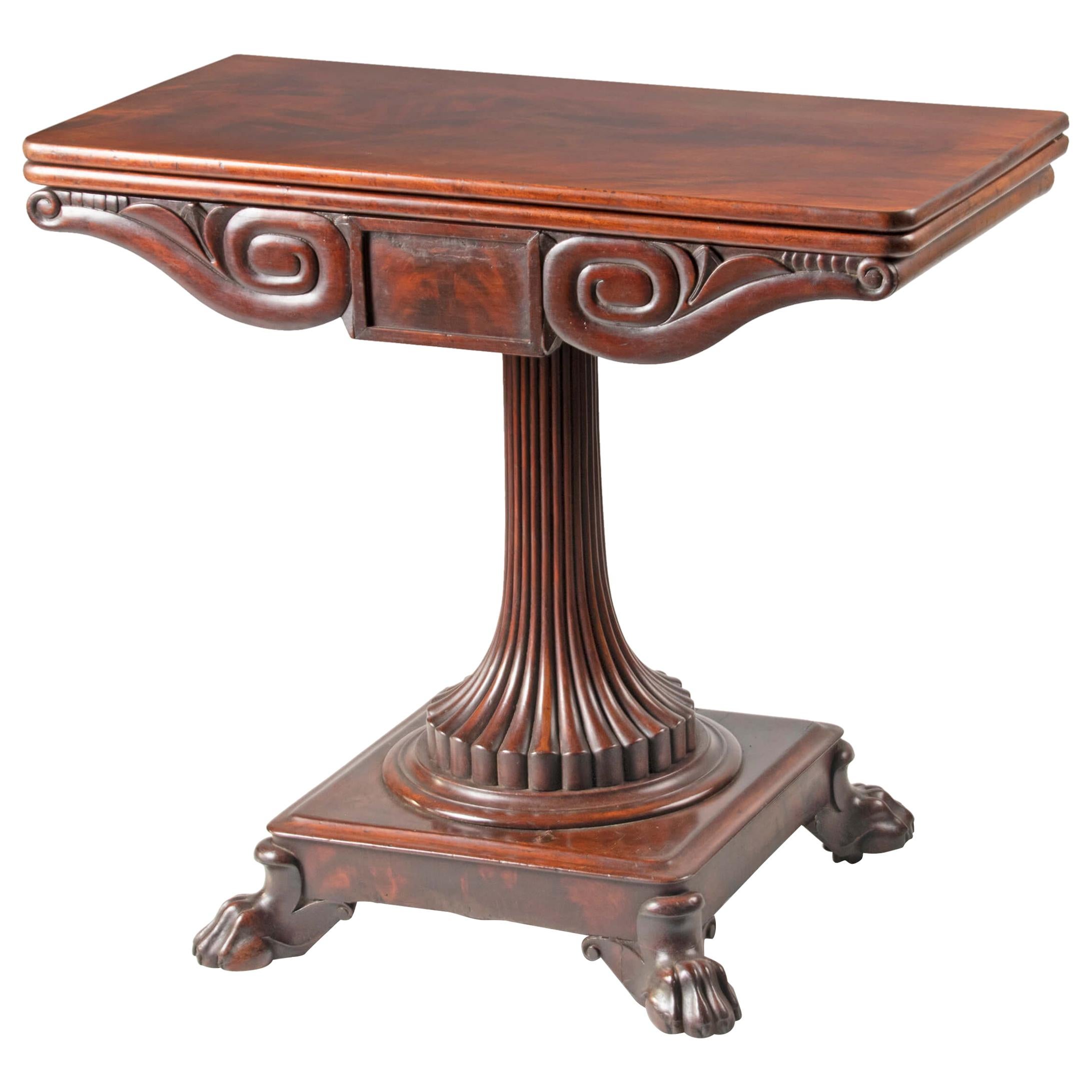 19th Century English Mahogany Regency Flip Top Game Table and Side Table