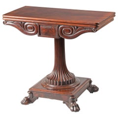 19th Century English Mahogany Regency Flip Top Game Table and Side Table
