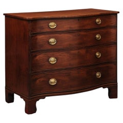 19th Century English Mahogany Serpentine Chest of Drawers with 4 Drawers