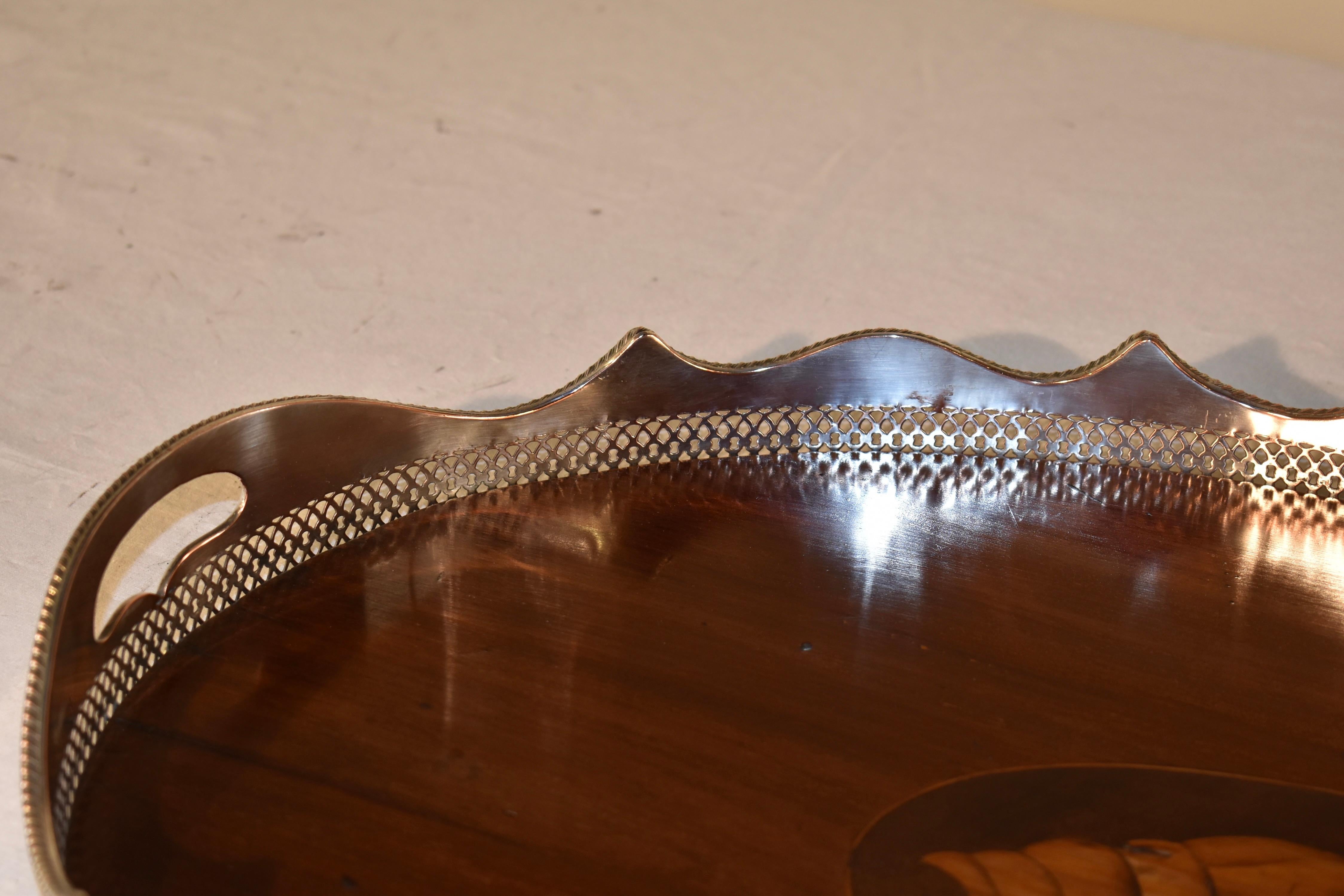 19th Century English Mahogany Serving Tray with Gallery For Sale 4