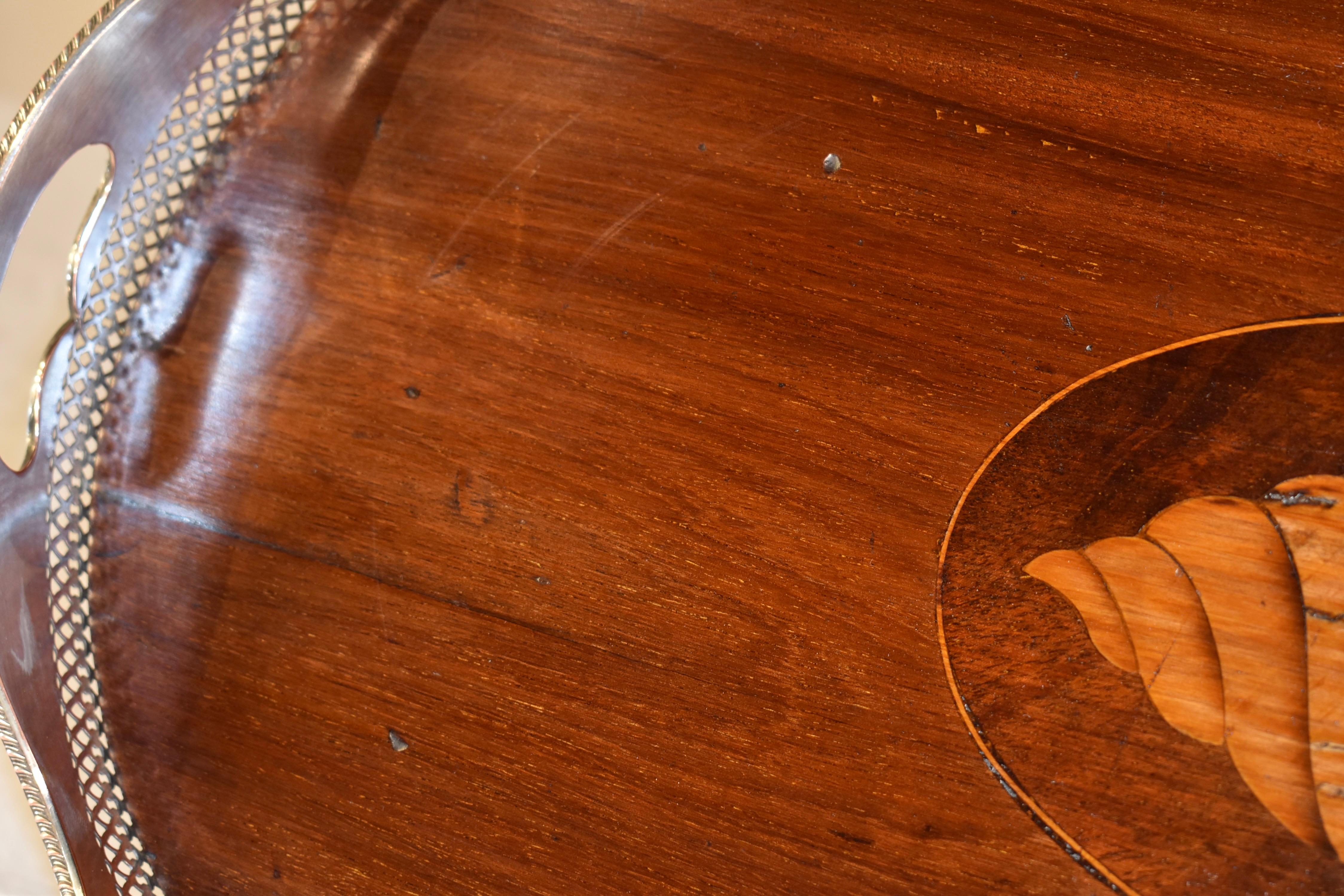 19th Century English Mahogany Serving Tray with Gallery For Sale 2