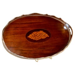19th Century English Mahogany Serving Tray with Gallery