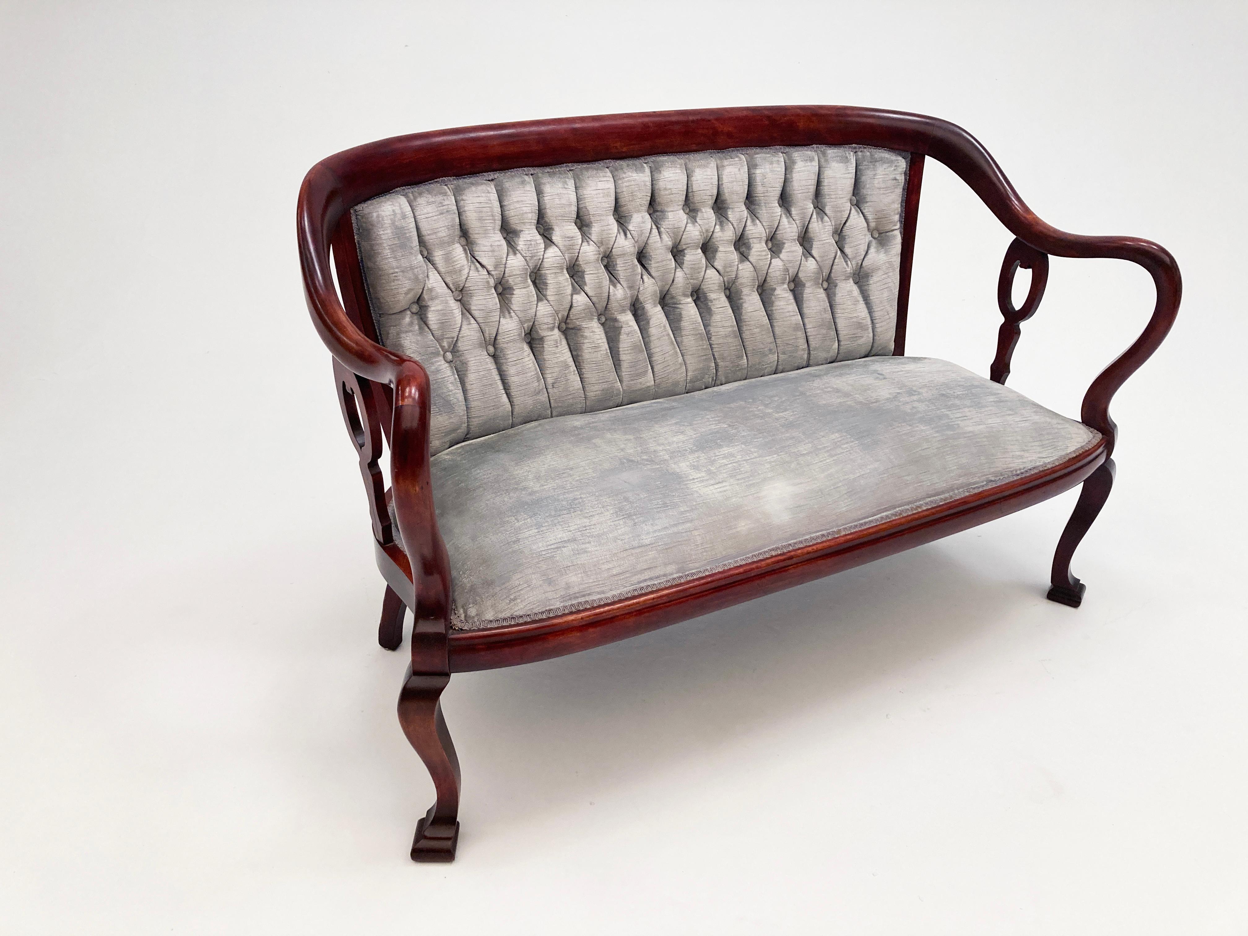 Georgian 19th Century English Mahogany Settee, Chair and Rocker - Set of Three  For Sale