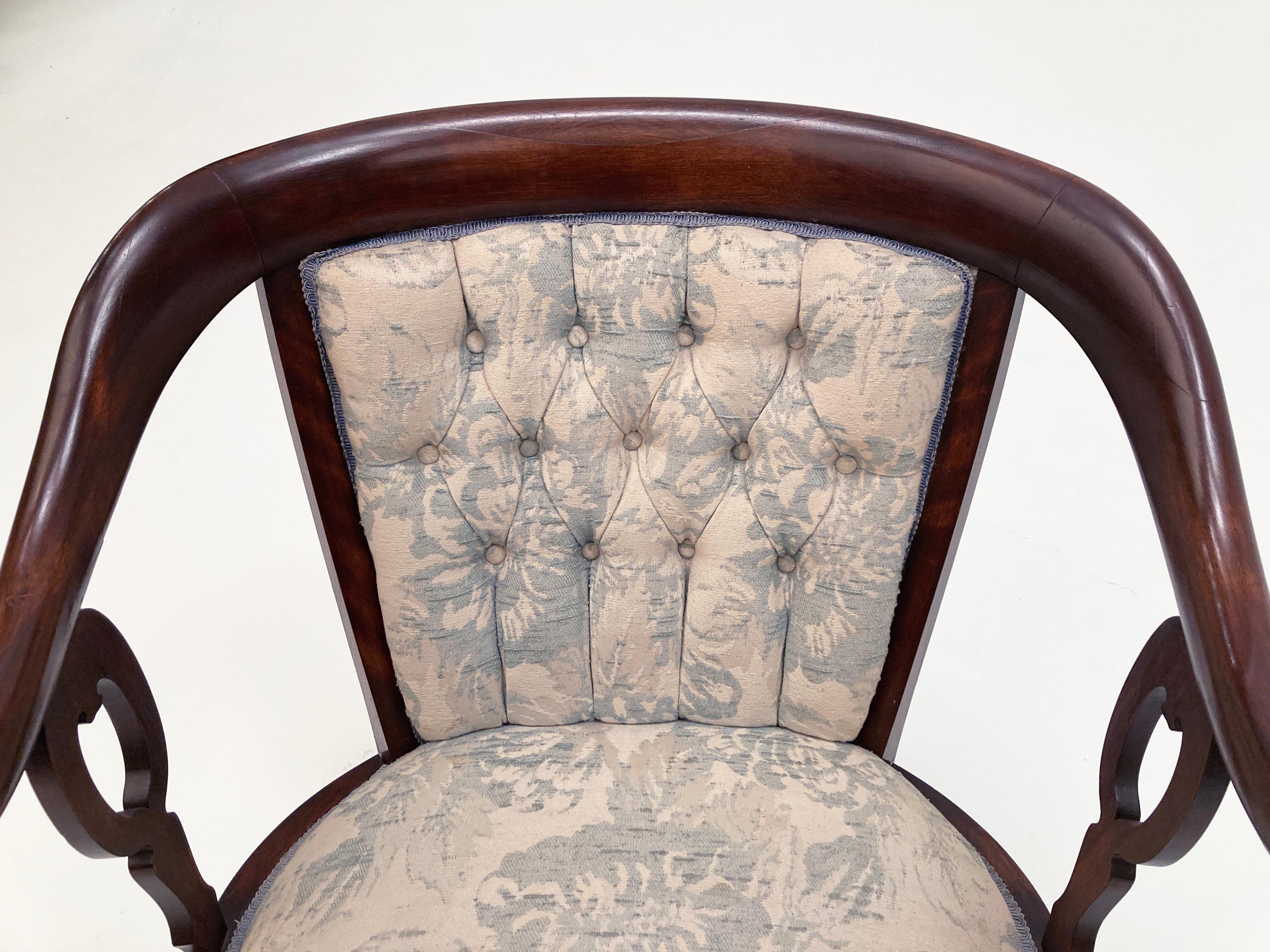 19th Century English Mahogany Settee, Chair and Rocker - Set of Three  For Sale 4