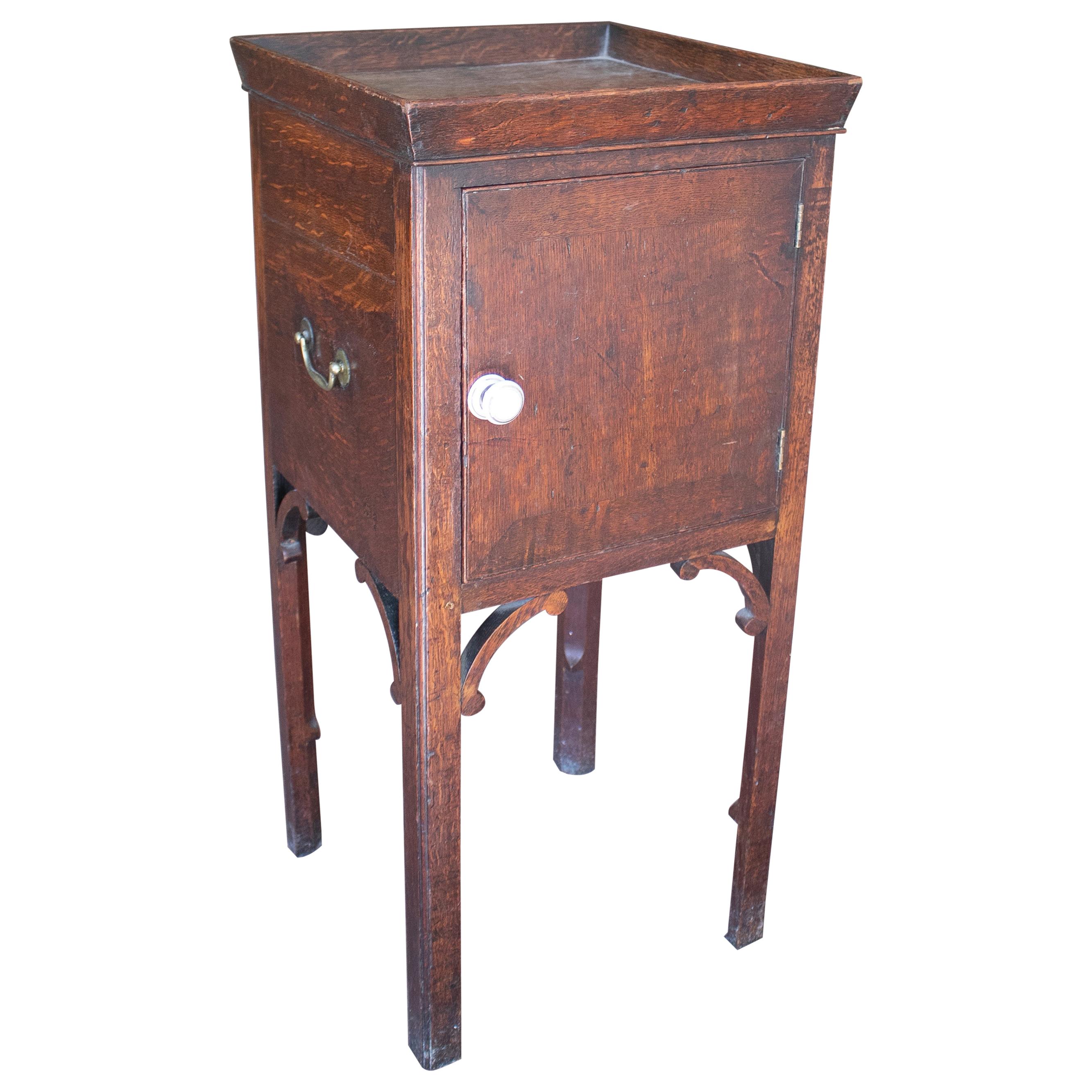 19th Century English Mahogany Side Table w/ Door For Sale
