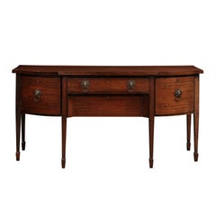 19th Century English Mahogany Sideboard with Ebonized Greek Key Inlay