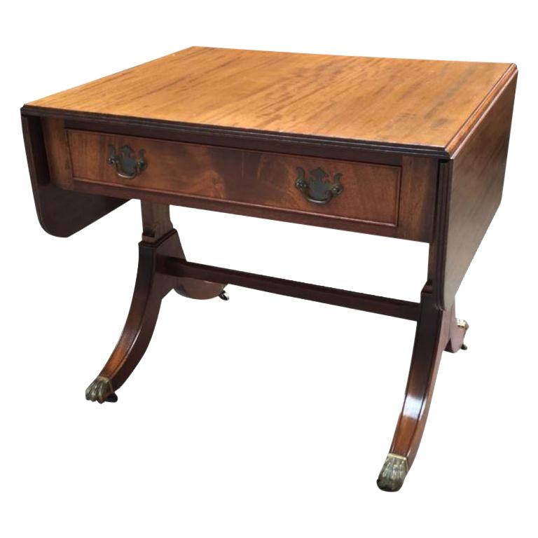 19th Century English Mahogany SideTable with Hinges, 1890s For Sale