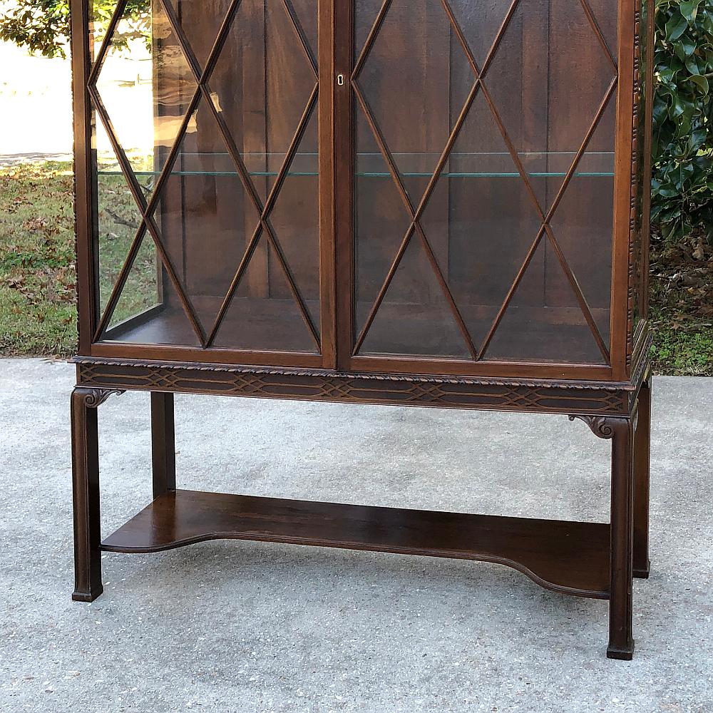Hand-Crafted 19th Century English Mahogany Signed Curio Cabinet, Bookcase