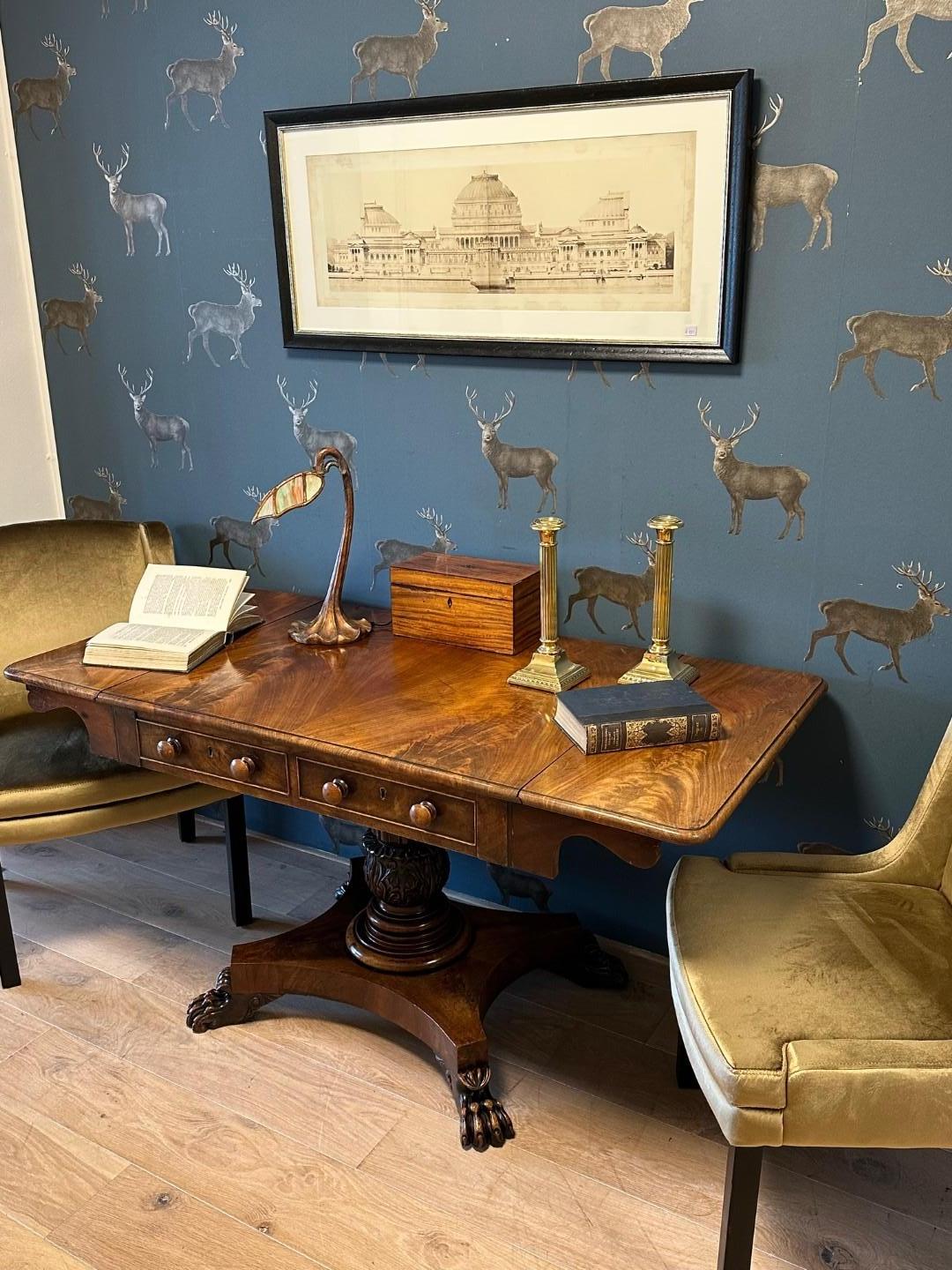 19th Century English mahogany sofa table. For Sale 5