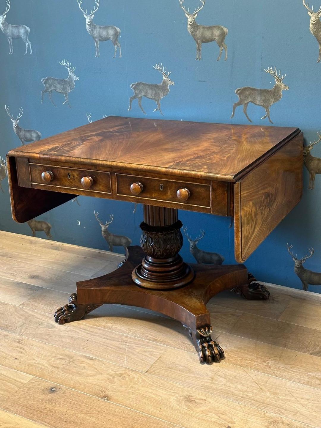 British 19th Century English mahogany sofa table. For Sale
