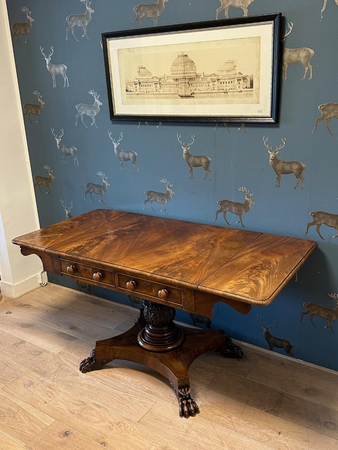 19th Century English mahogany sofa table. For Sale 1