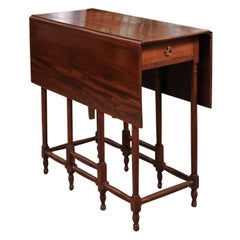 19th Century English Mahogany Spider Leg Table with Drop Leaves