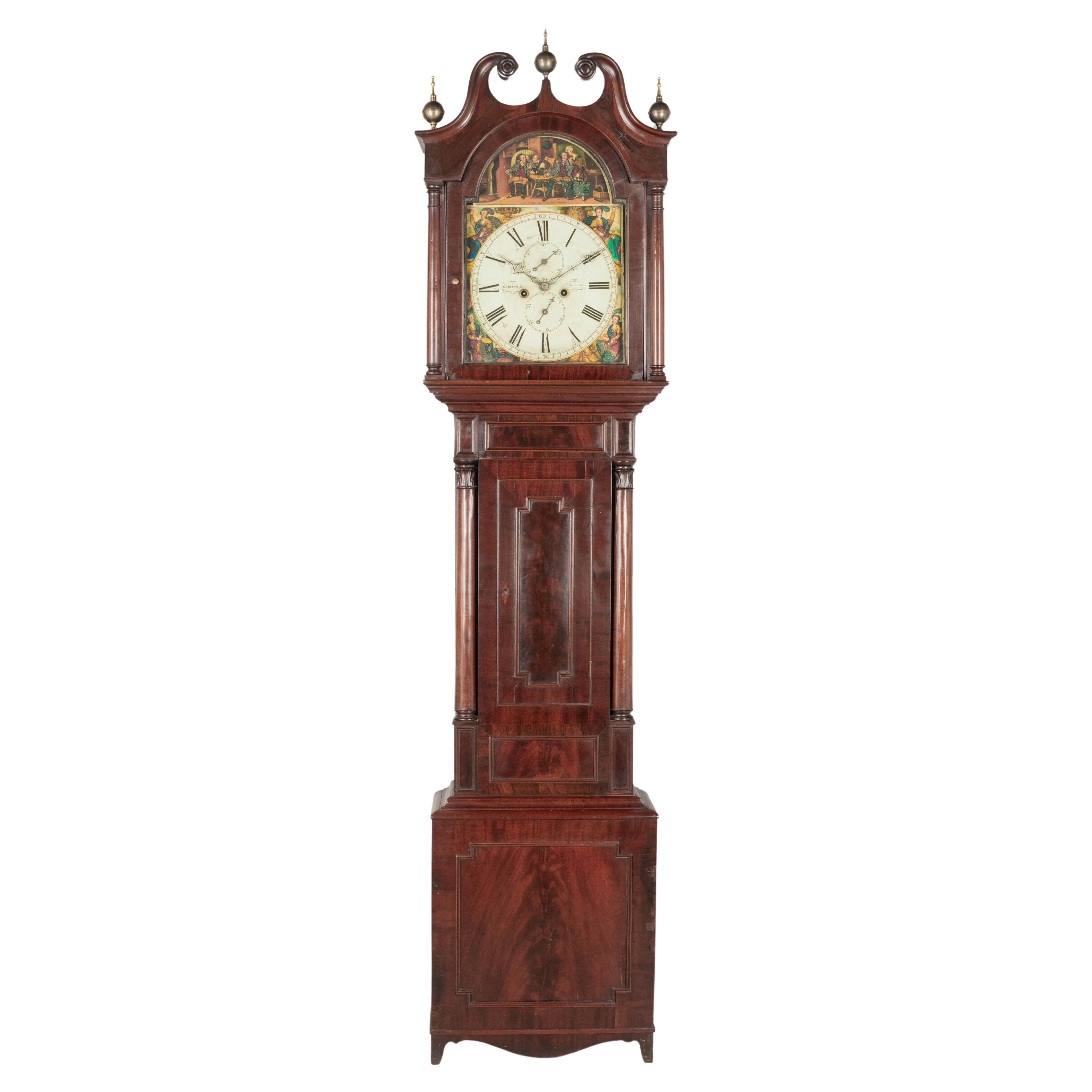 19th Century English Mahogany Tall Case Clock For Sale