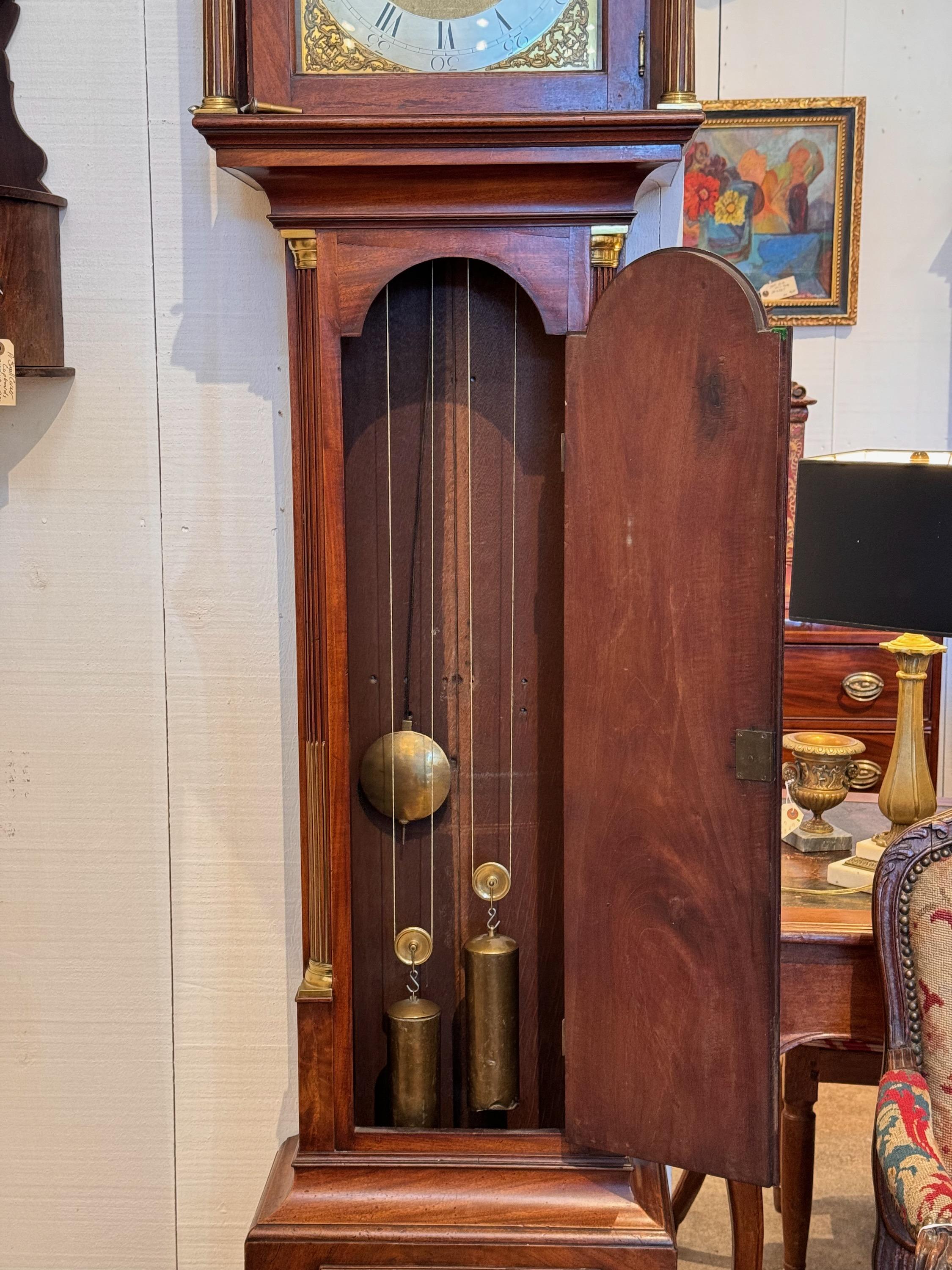 19th Century English Mahogany Tall Clock For Sale 6