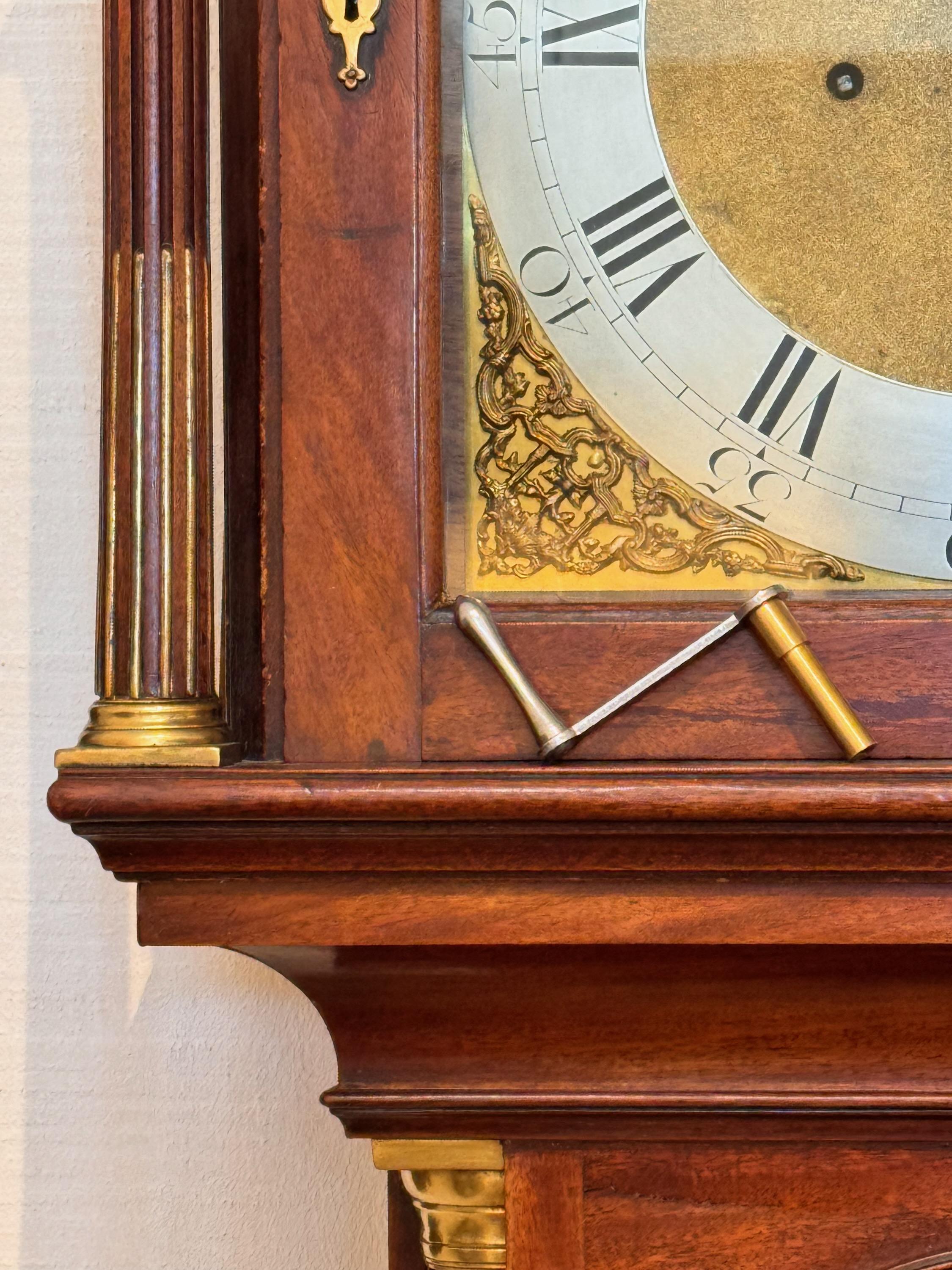 19th Century English Mahogany Tall Clock For Sale 1