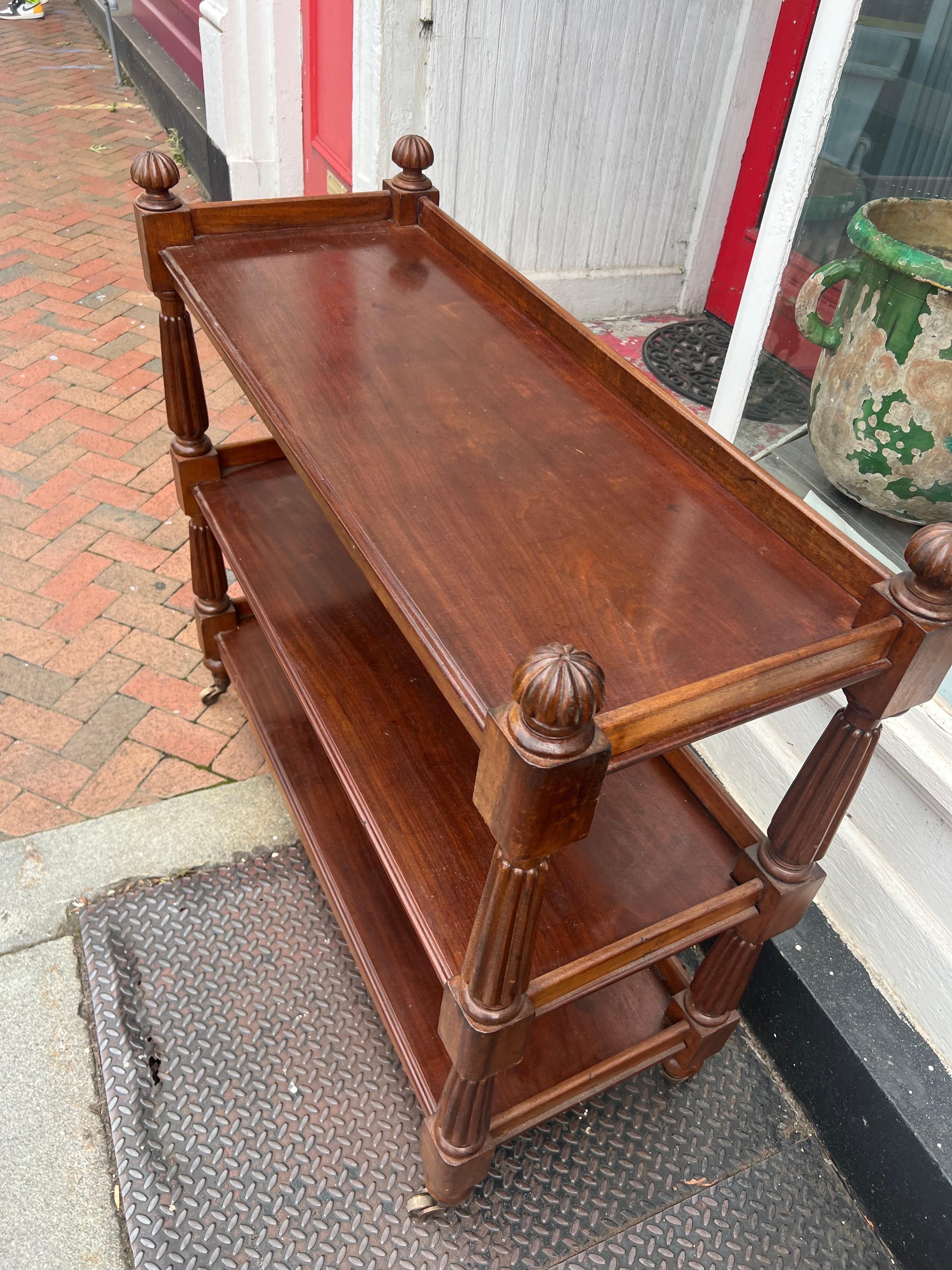 19th Century English Mahogany Three Tier Dumbwaiter or Trolley  In Good Condition For Sale In Charleston, SC