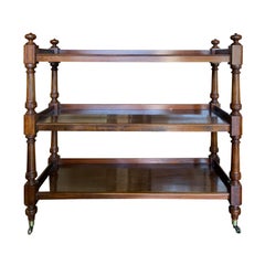 19th Century English Mahogany Three-Tier Trolley Etagere on Brass Casters
