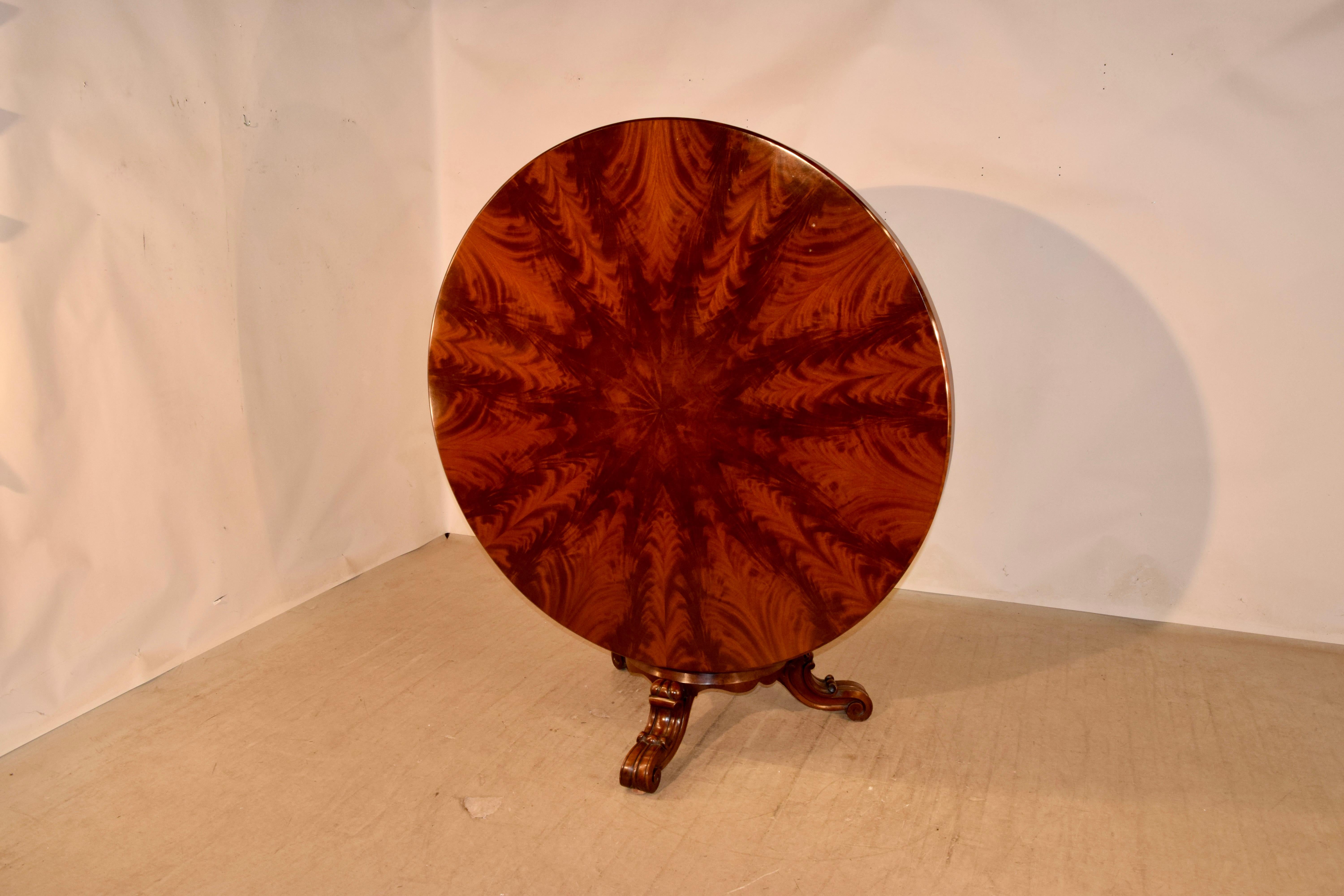 Victorian 19th Century English Mahogany Tilt-Top Table For Sale