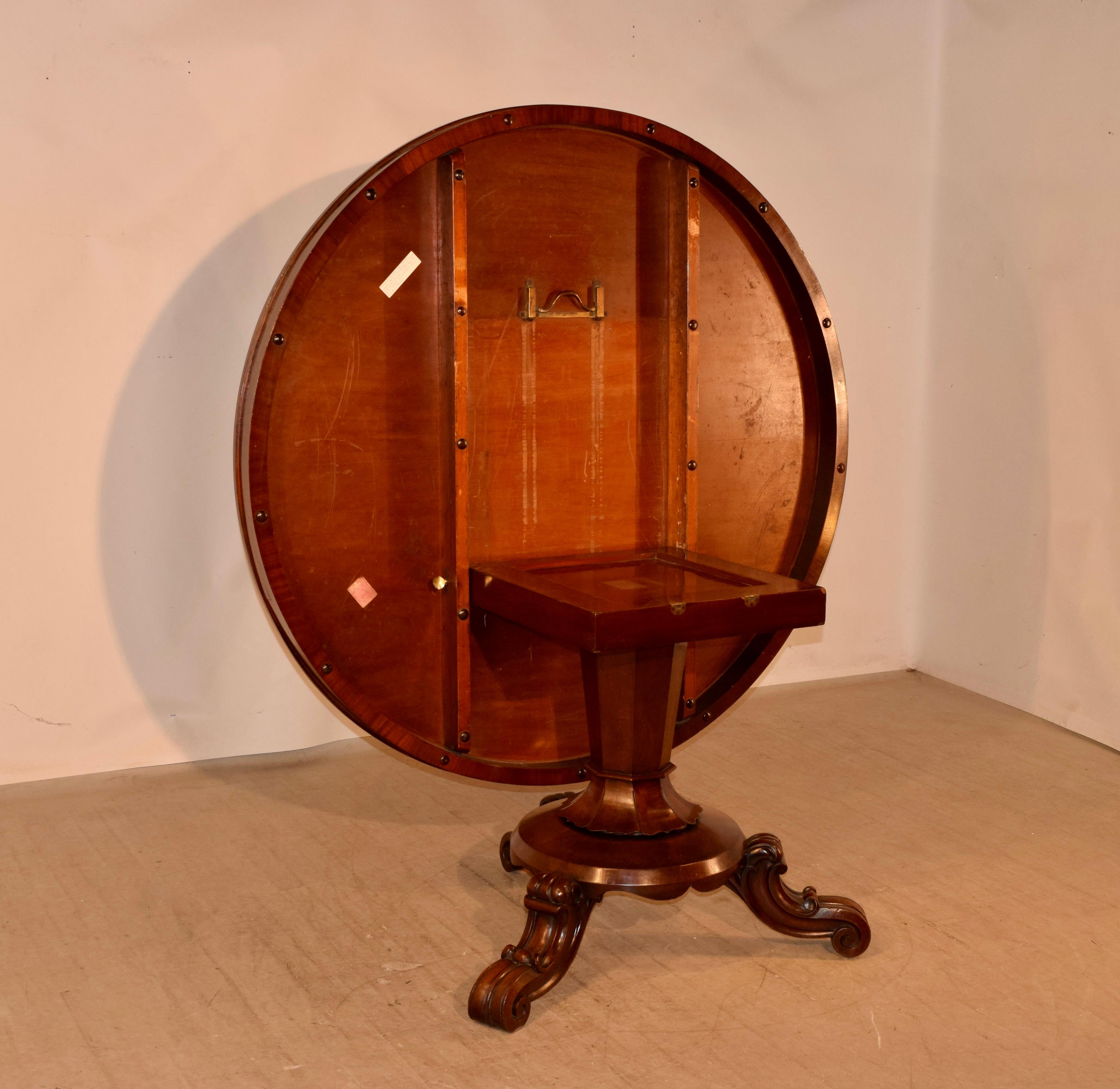 19th Century English Mahogany Tilt-Top Table For Sale 1