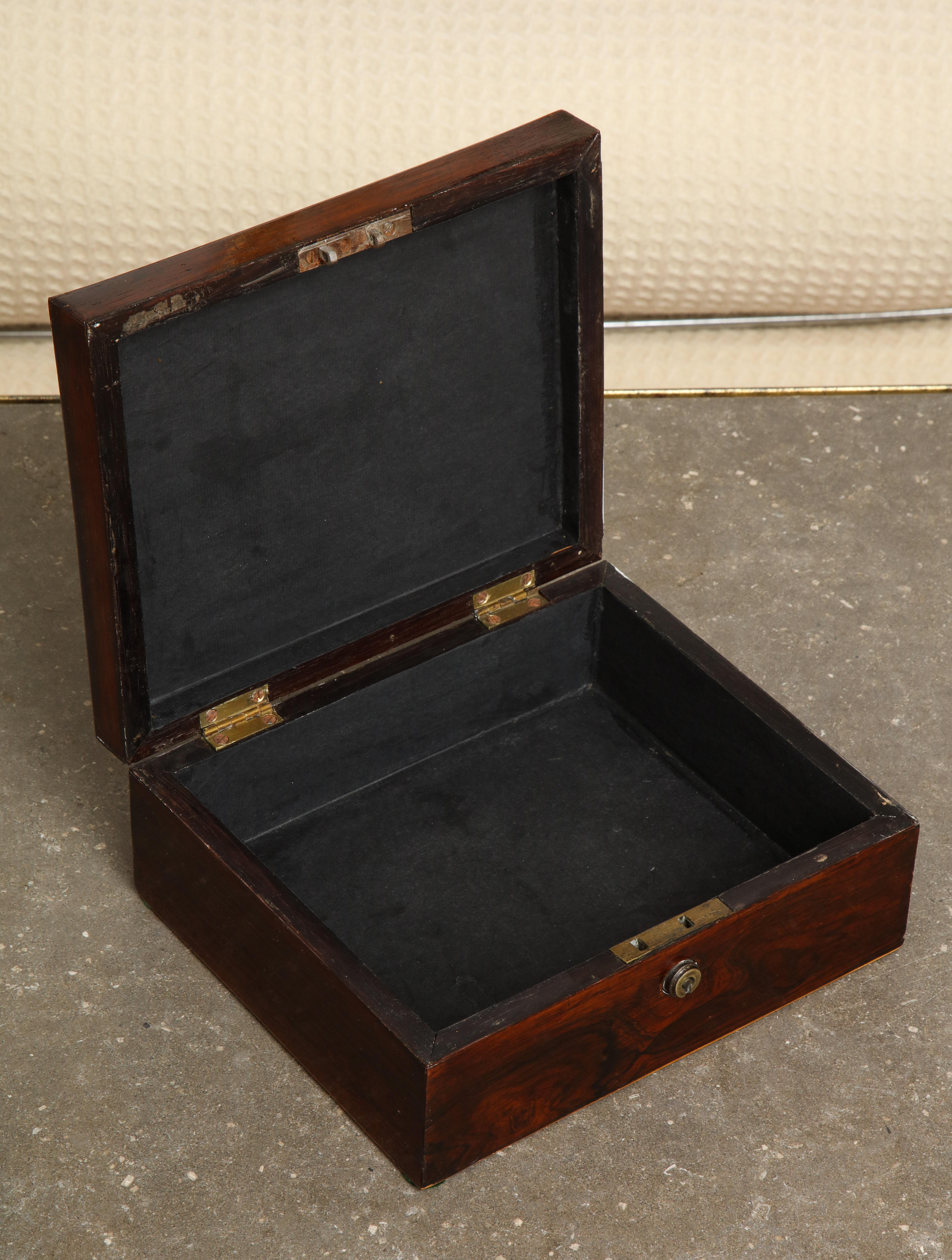 High Victorian 19th Century English Mahogany Trinket Box with Inlaid Border