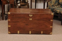 19th Century English Mahogany Trunk with Brass Mounts and Handles