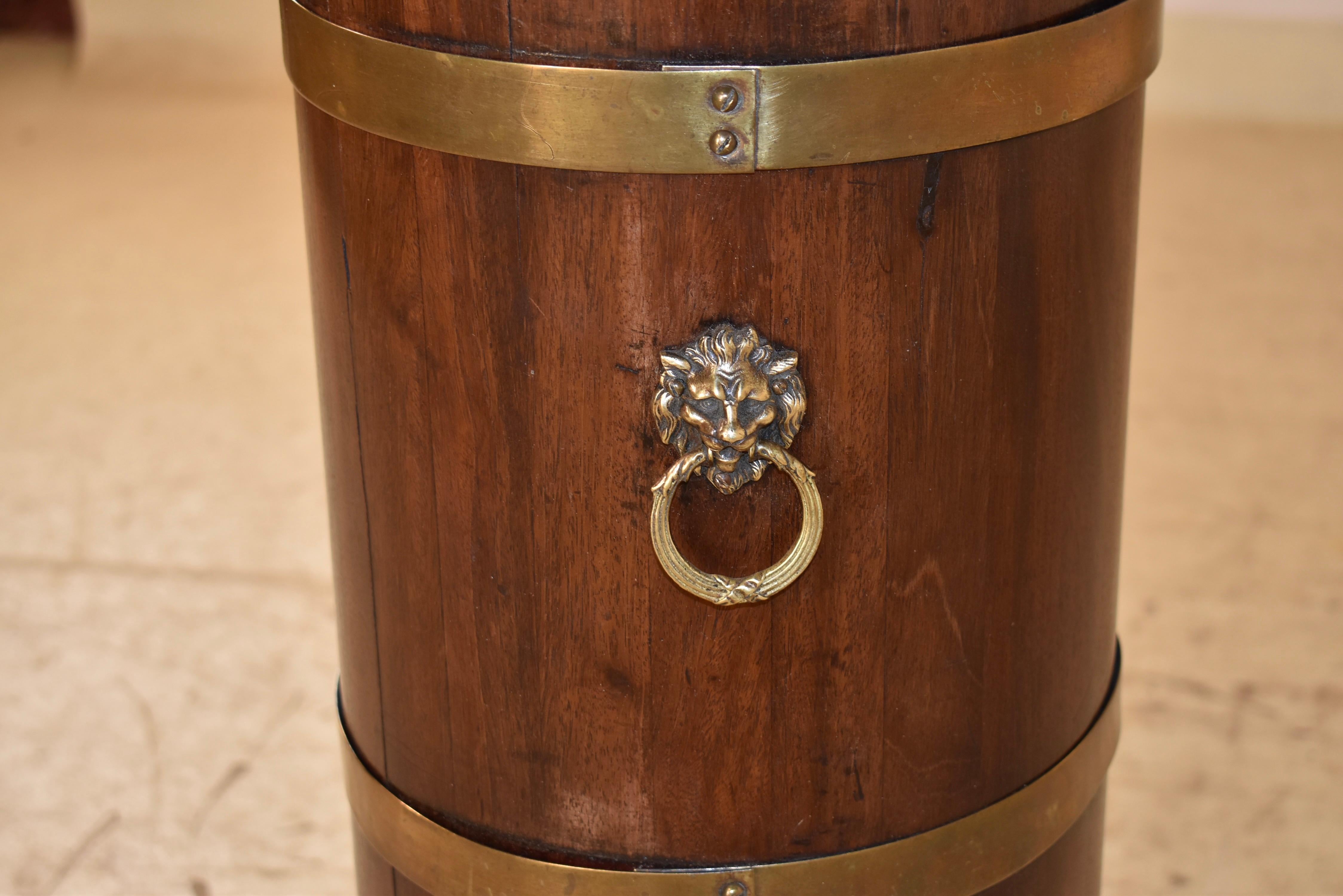 Brass 19th Century English Mahogany Umbrella or Cane Stand For Sale