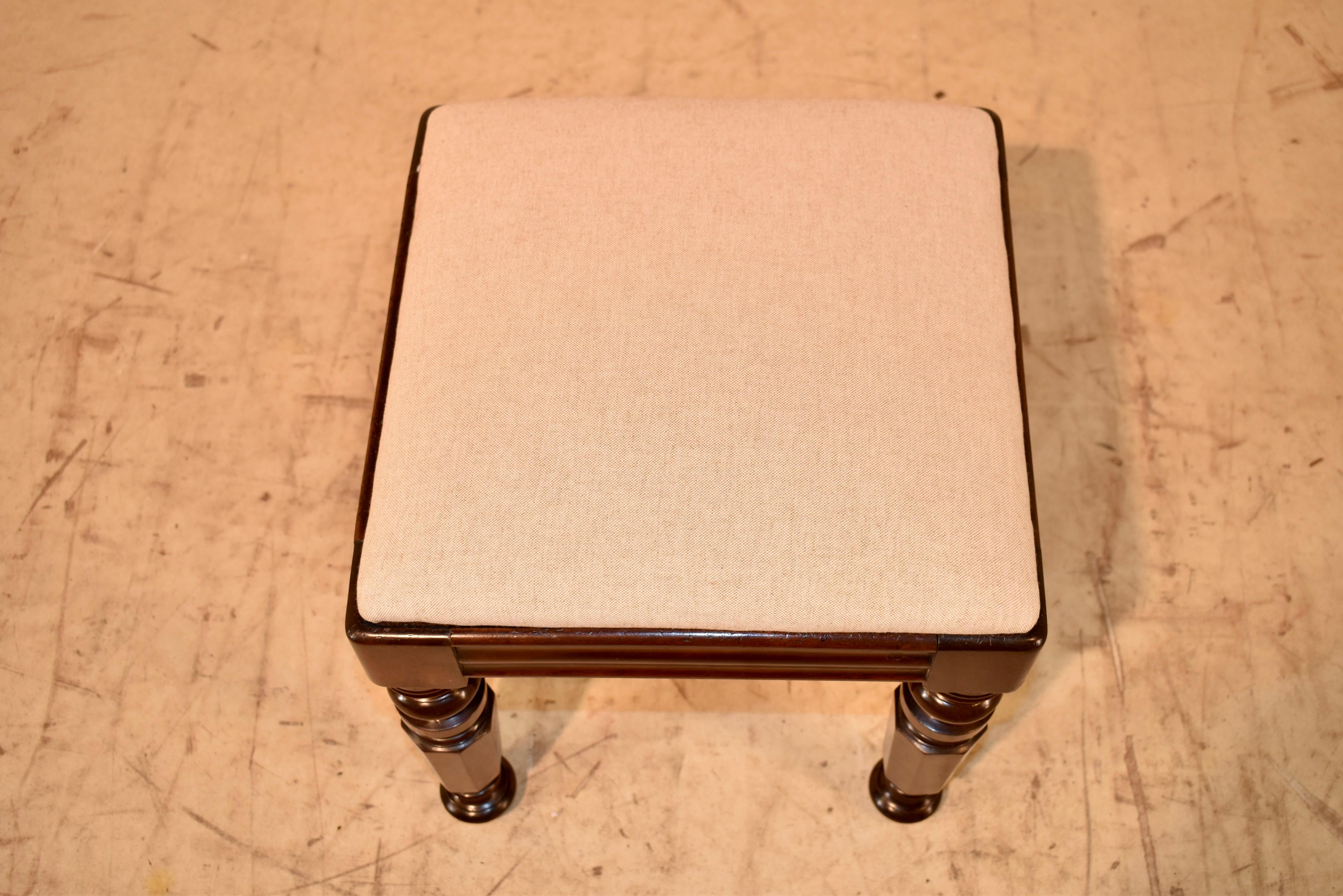 19th Century English Mahogany Upholstered Stool For Sale 2