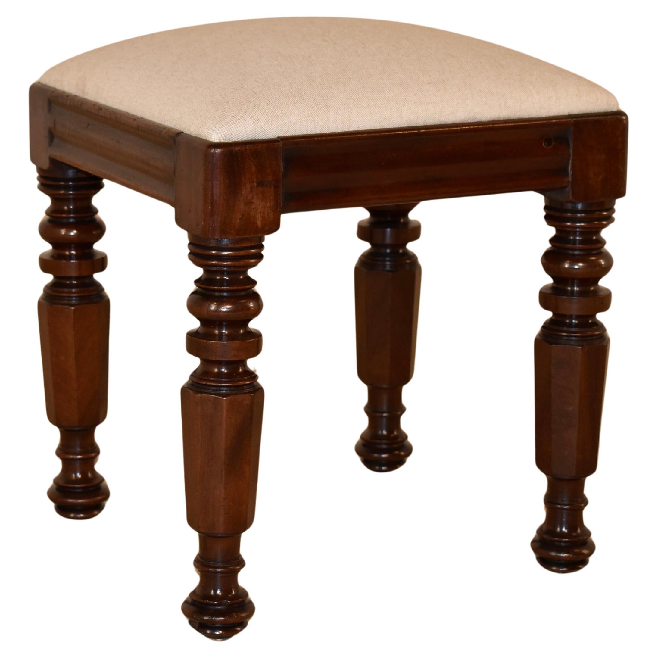 19th Century English Mahogany Upholstered Stool