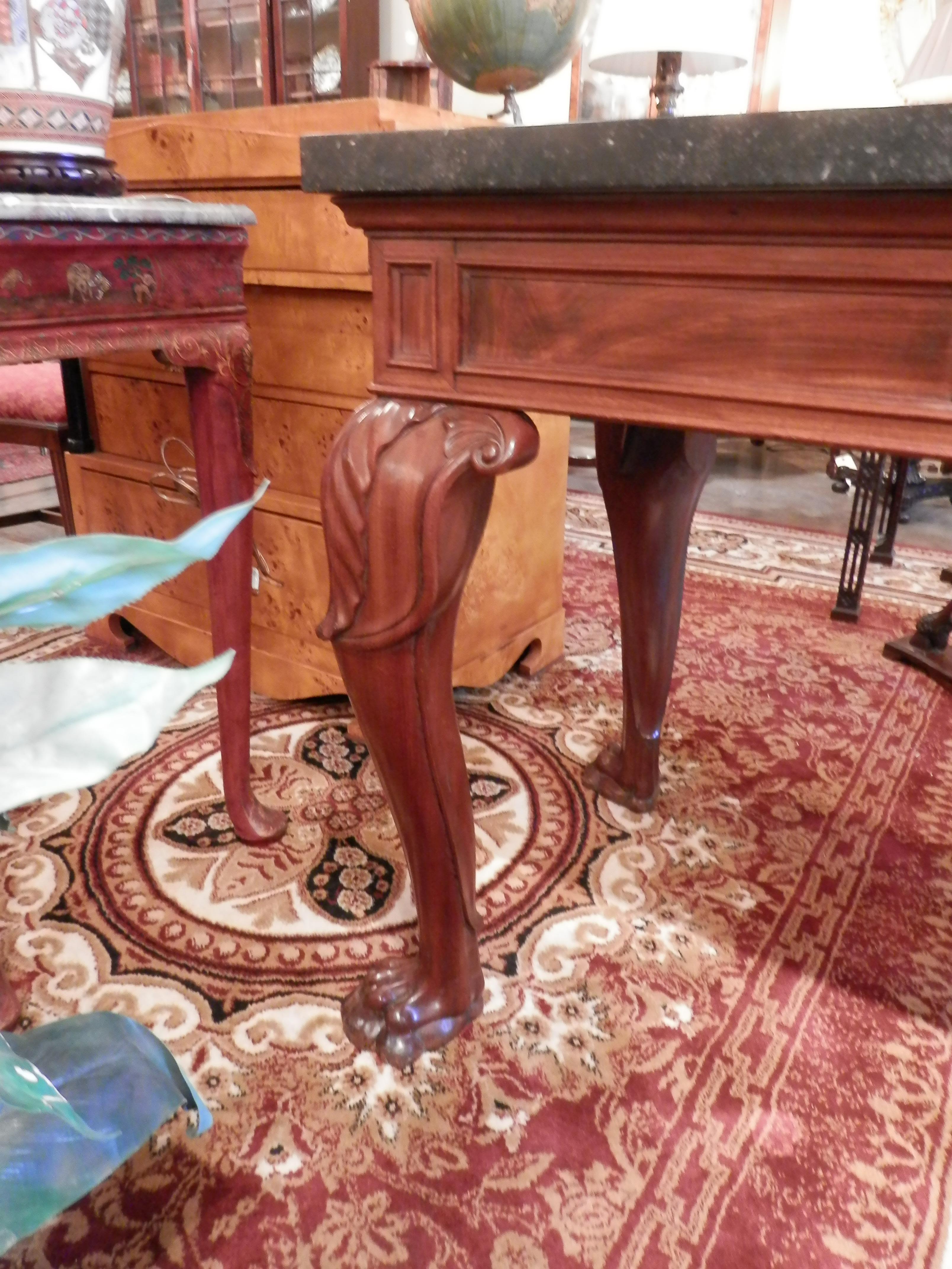 19th Century English Mahogany William 4th Period Marble Top Console In Good Condition For Sale In Dallas, TX