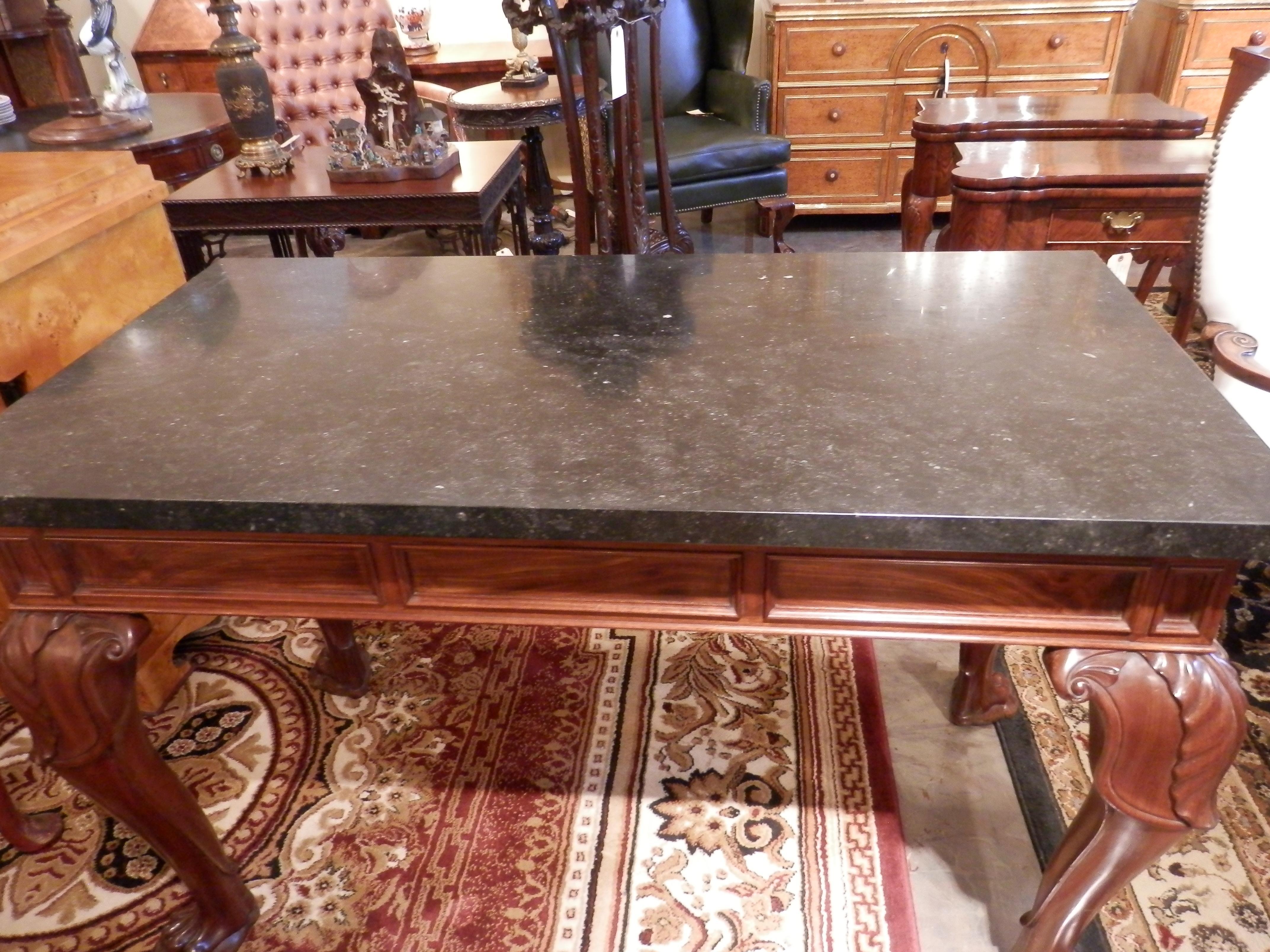 19th Century English Mahogany William 4th Period Marble Top Console For Sale 1