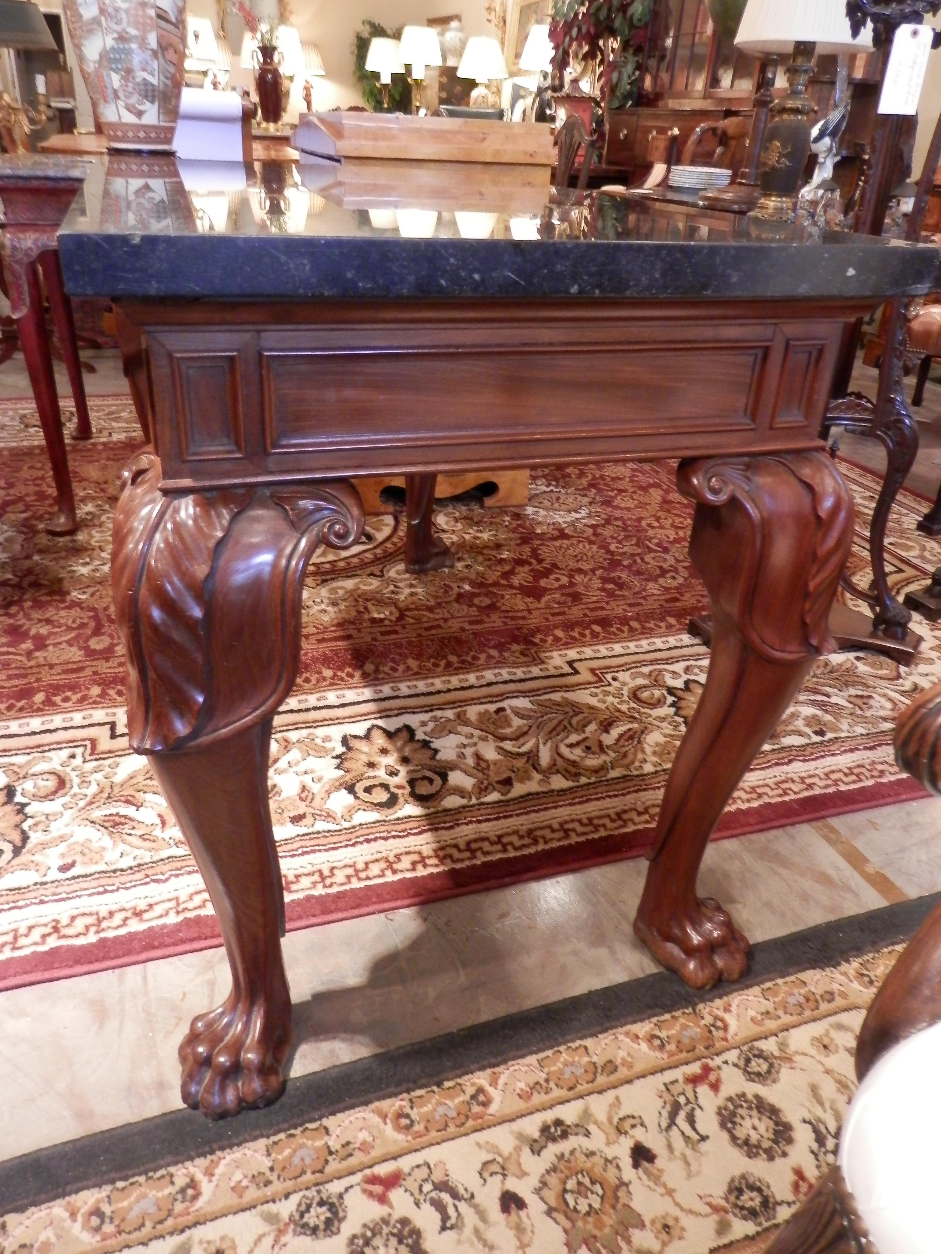 19th Century English Mahogany William 4th Period Marble Top Console For Sale 2