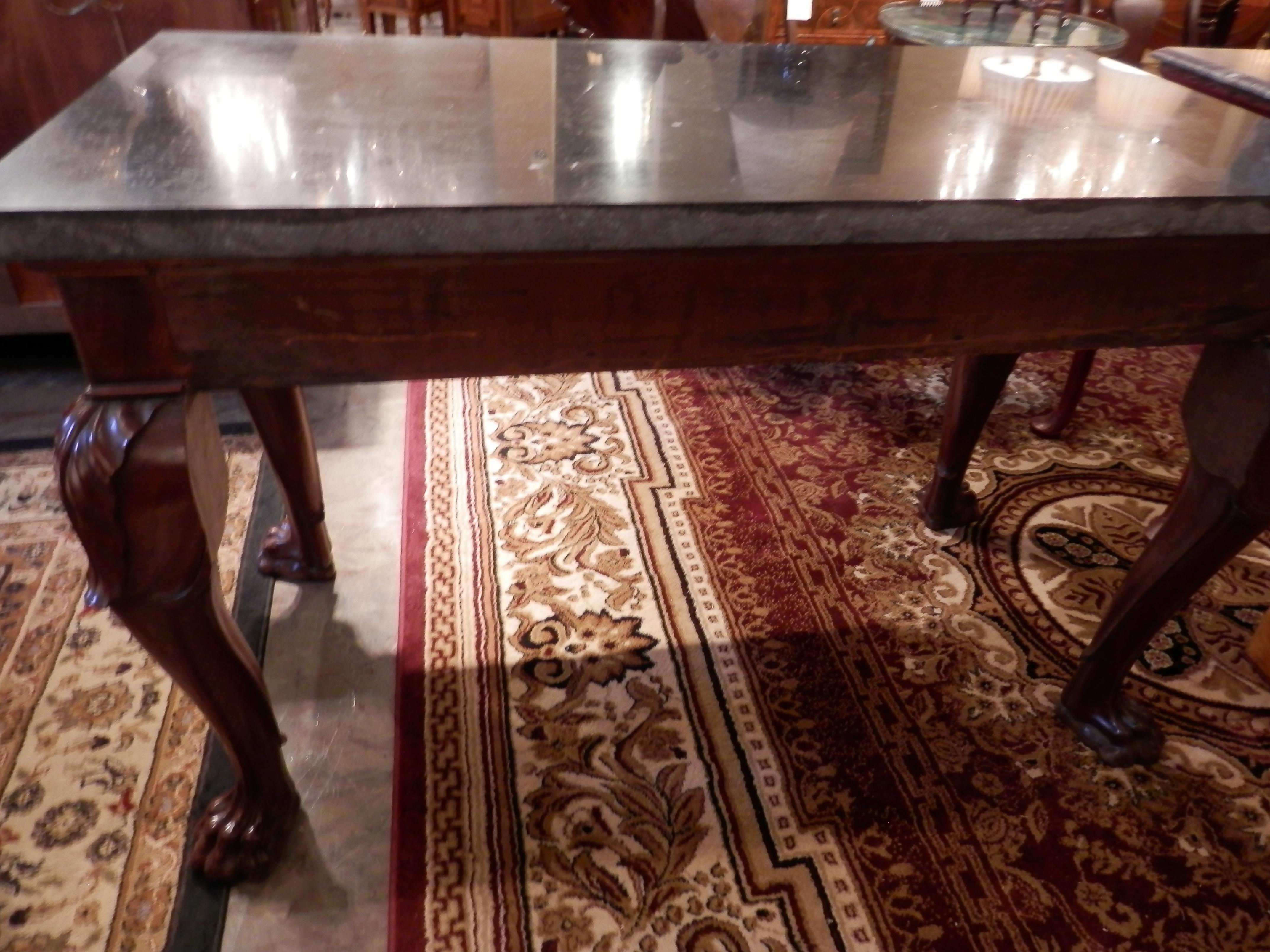 19th Century English Mahogany William 4th Period Marble Top Console For Sale 3