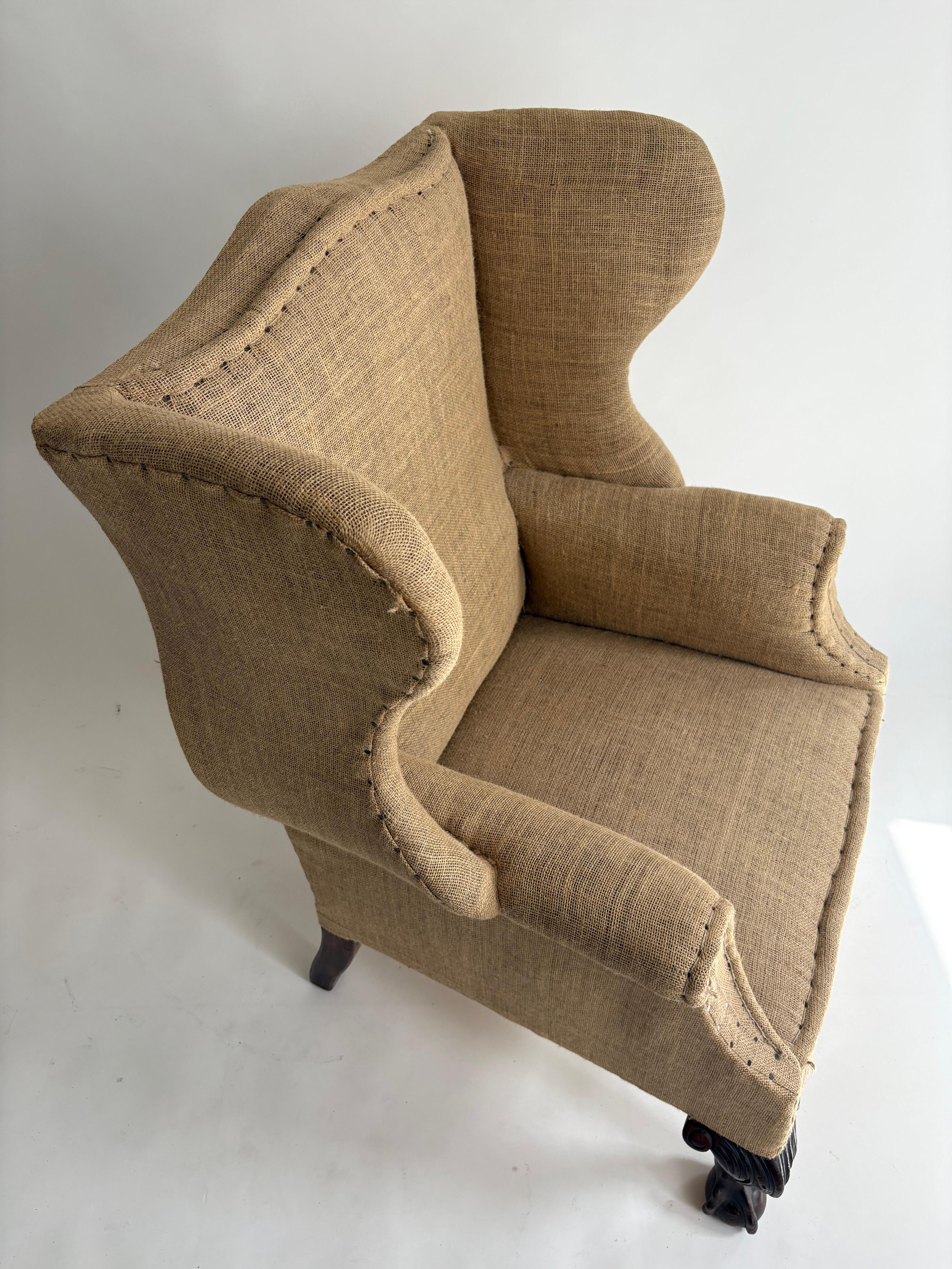 19th Century English Mahogany Wing Chair In Good Condition For Sale In Tetbury, GB