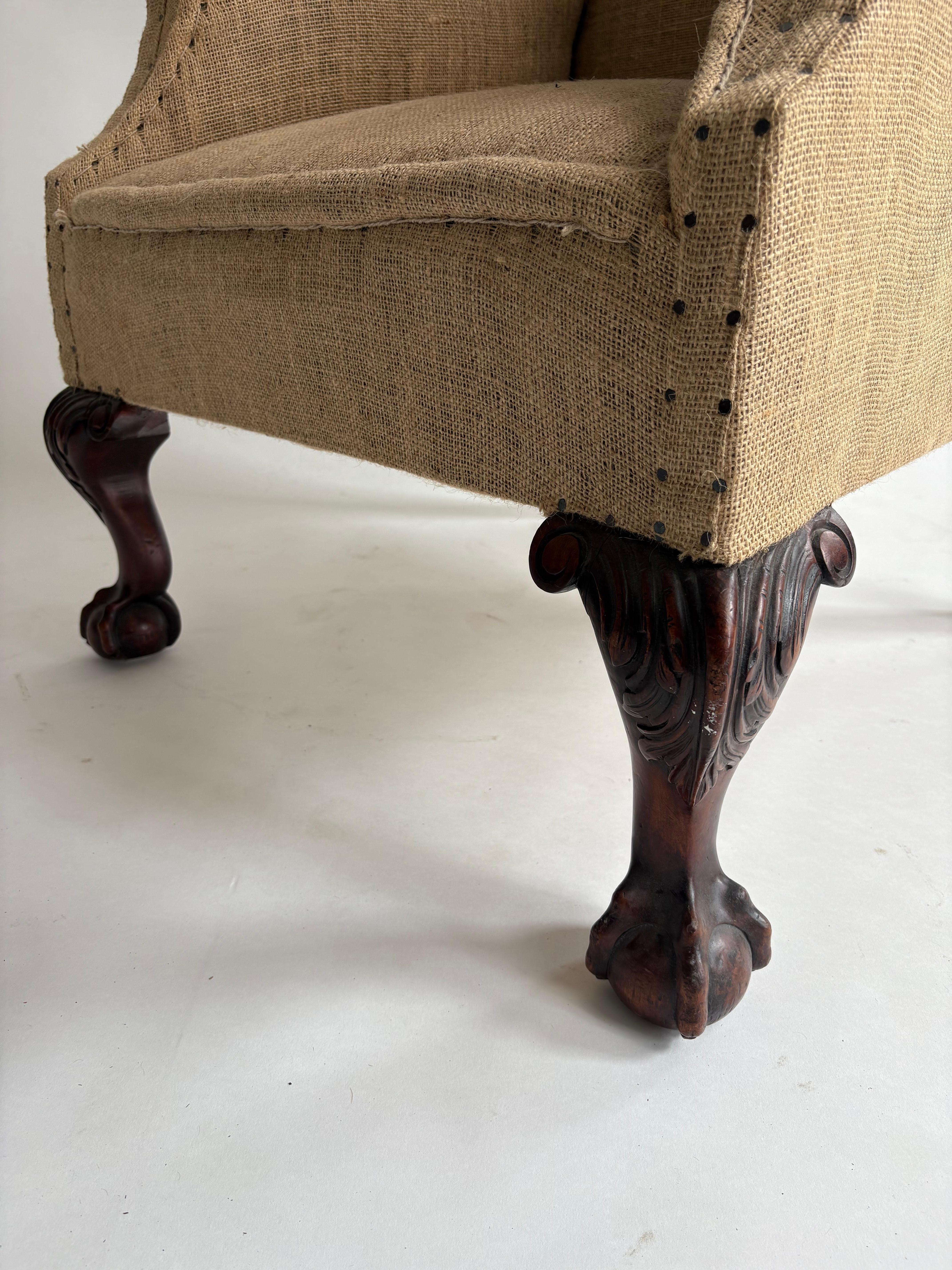 19th Century English Mahogany Wing Chair For Sale 2