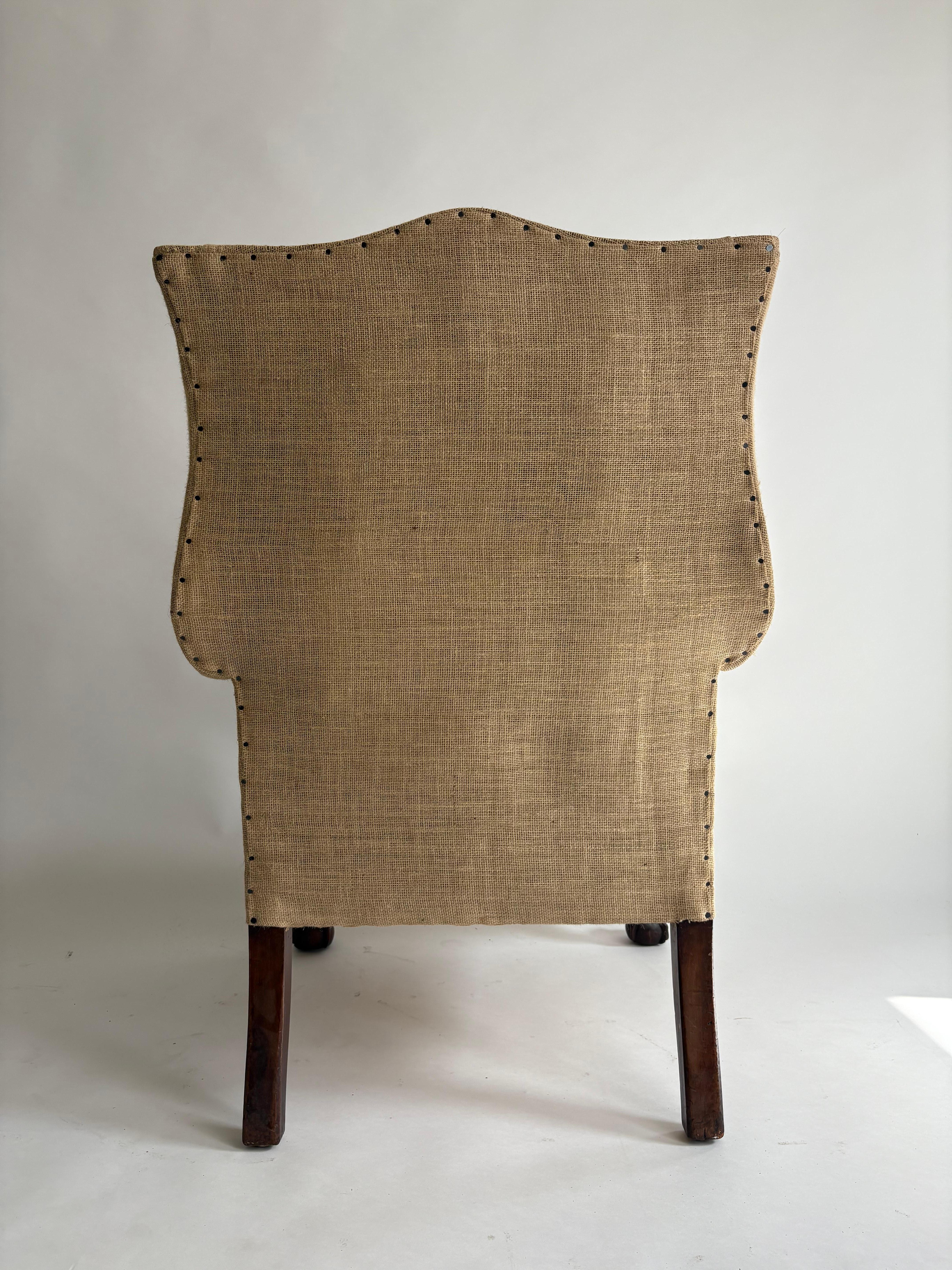 19th Century English Mahogany Wing Chair For Sale 3