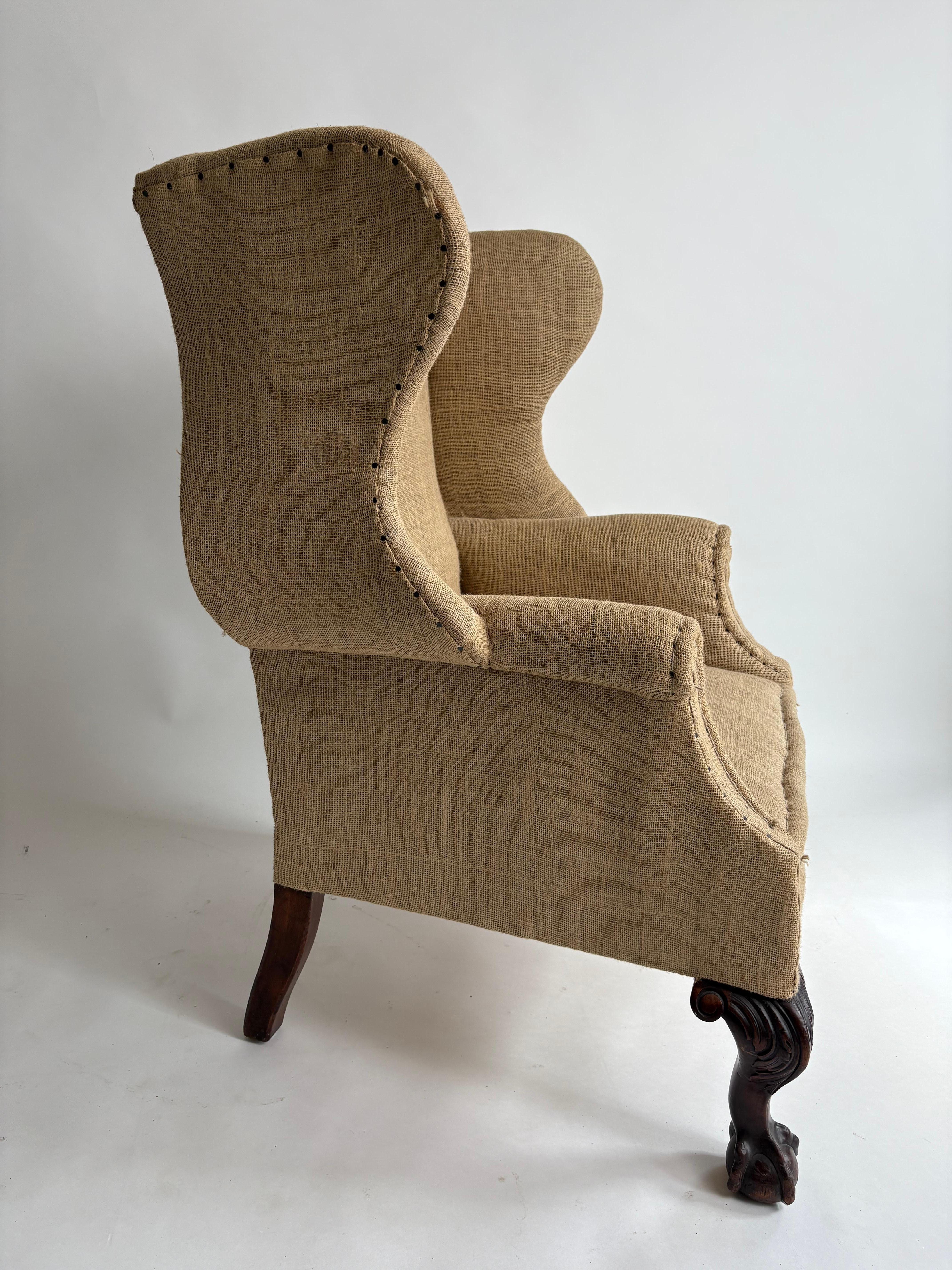 19th Century English Mahogany Wing Chair For Sale 5