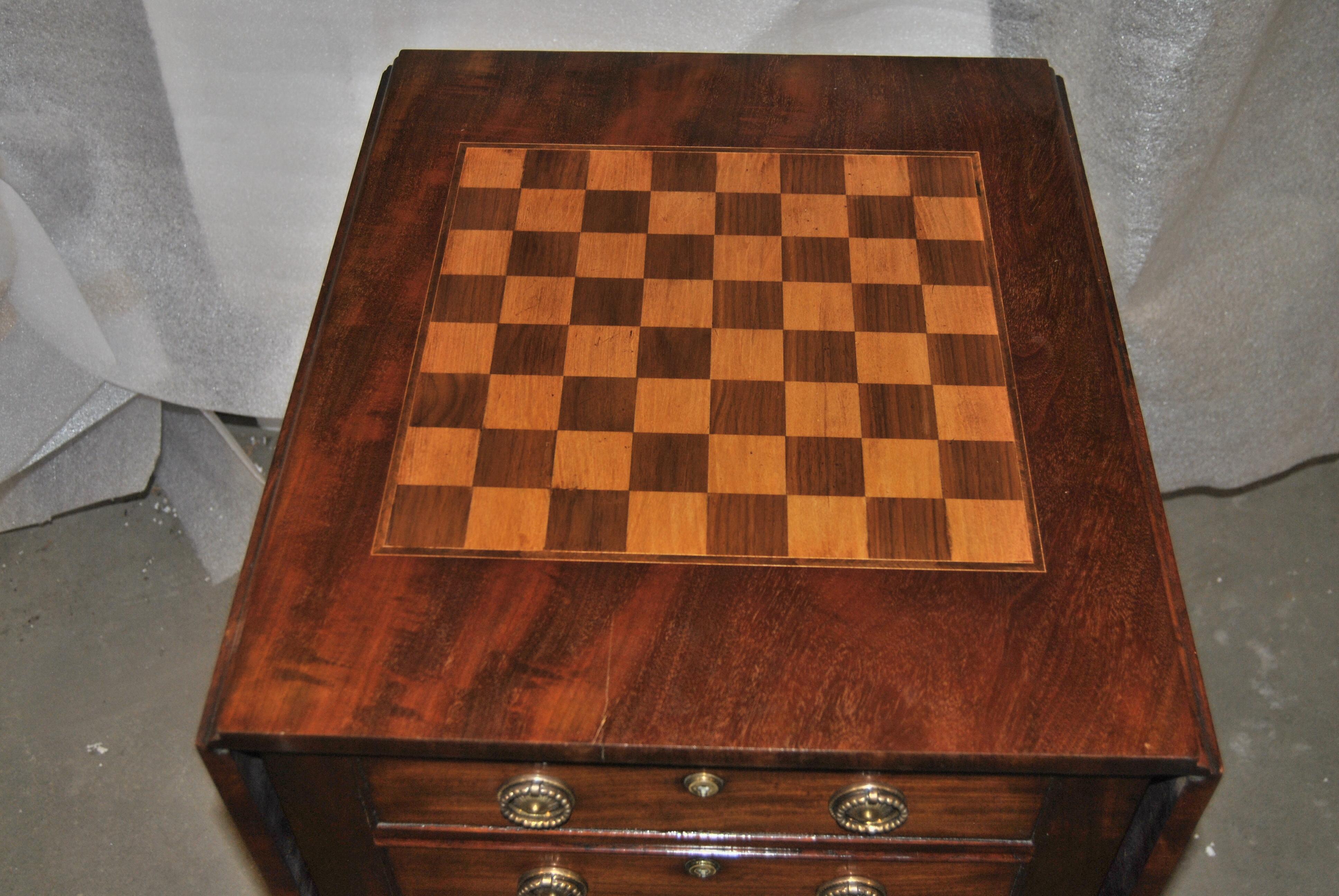 19th Century English Mahogany Work / Game Table In Good Condition In Savannah, GA