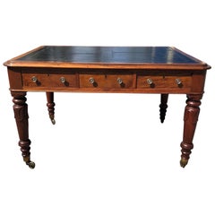 19th Century English Mahogany Writing Table with 3 drawers on each side 