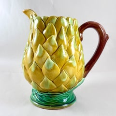 19th Century English Majolica Artichoke Pitcher