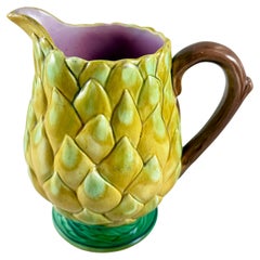 19th Century English Majolica Artichoke Pitcher